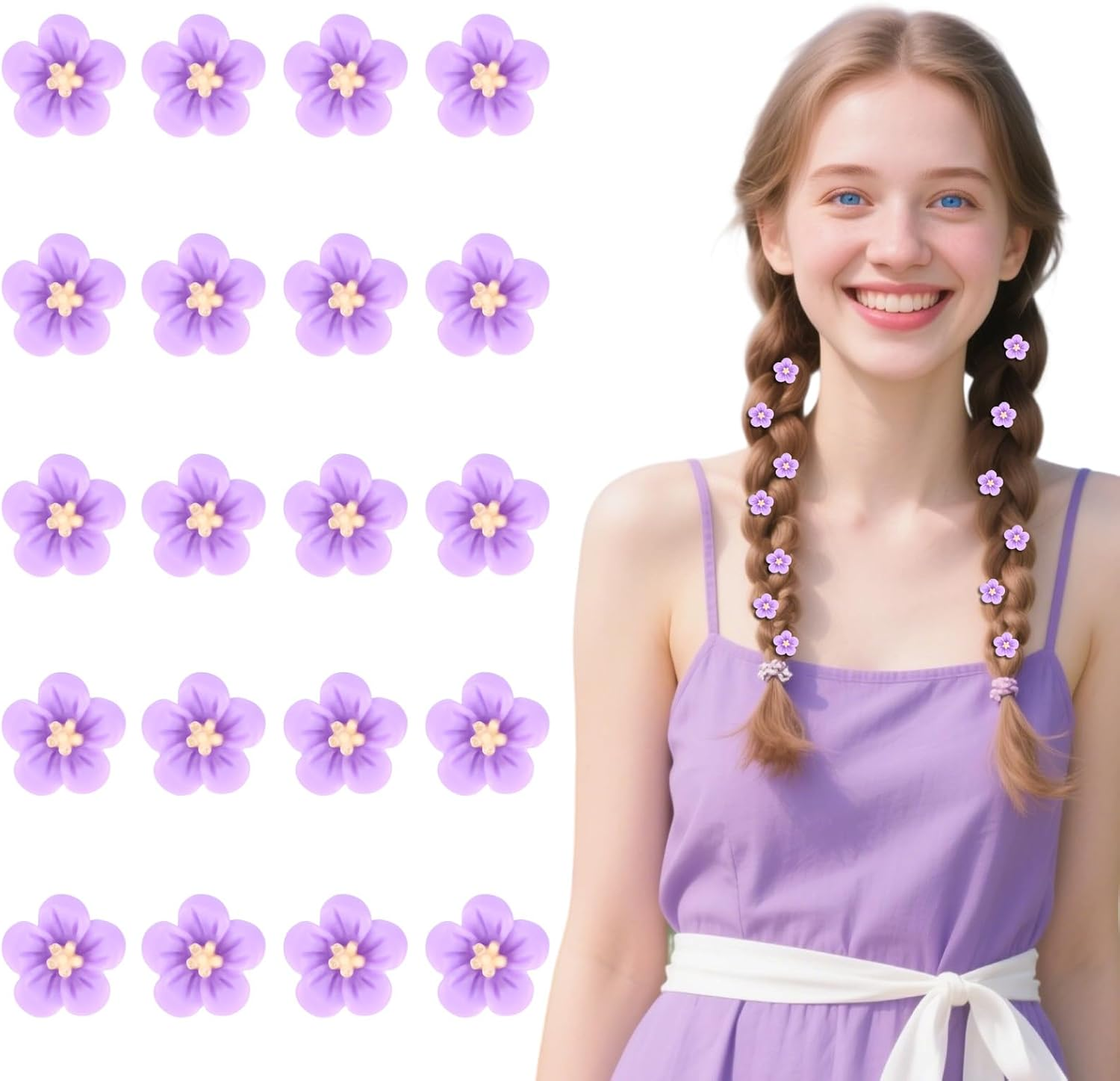 Bumlofa Pack of 20 Small Hair Clips Flower in Purple Hair Clips Girls for Hairstyles Decoration & Party Look image number 5