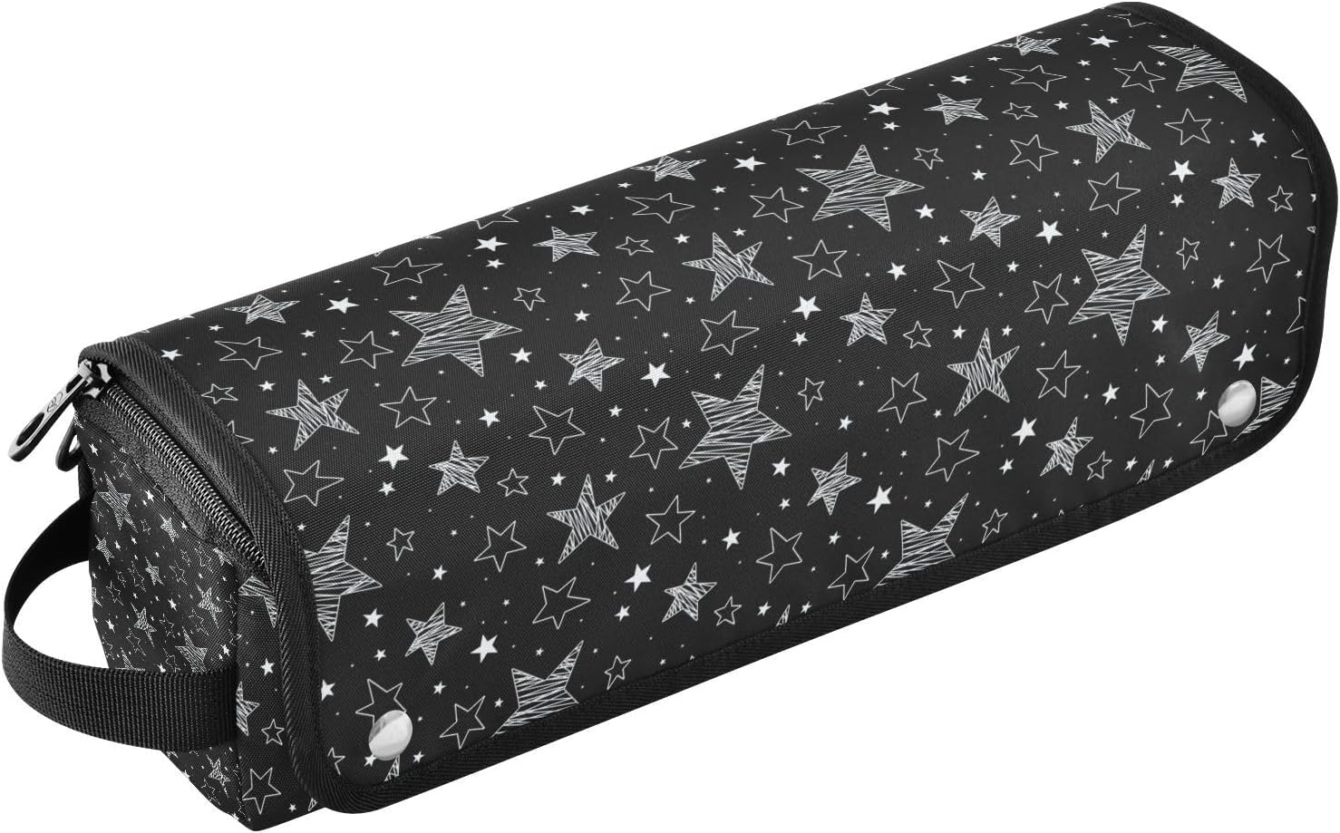 Hair Tools Travel Bag with Heat Resistant Mat Detachable 2-In-1 Curling Iron Travel Case Hot Tools Organizer for Straightener Flat Iron Black Stars