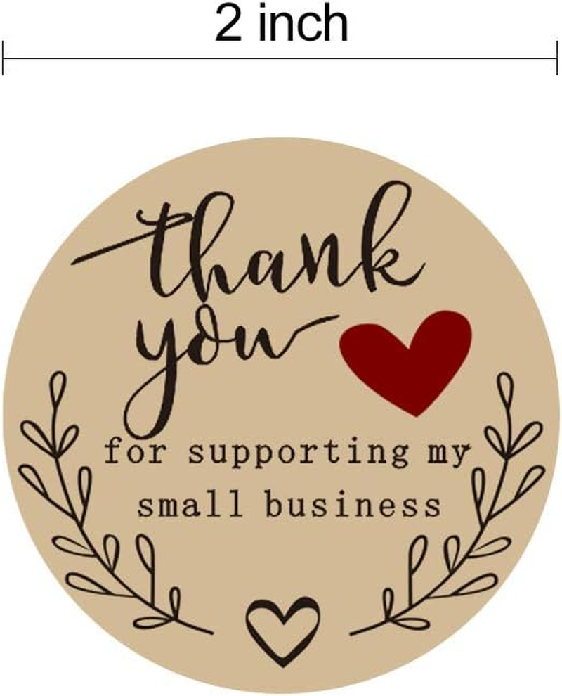 2" Thank You Stickers, Kraft Paper Thank You for Supporting My Small Business Sticker, Classy Retro Sticker for Bags, Boxes, Tissue, Ideal for Crafters & Online Sales, 500 Labels per Roll image number 4