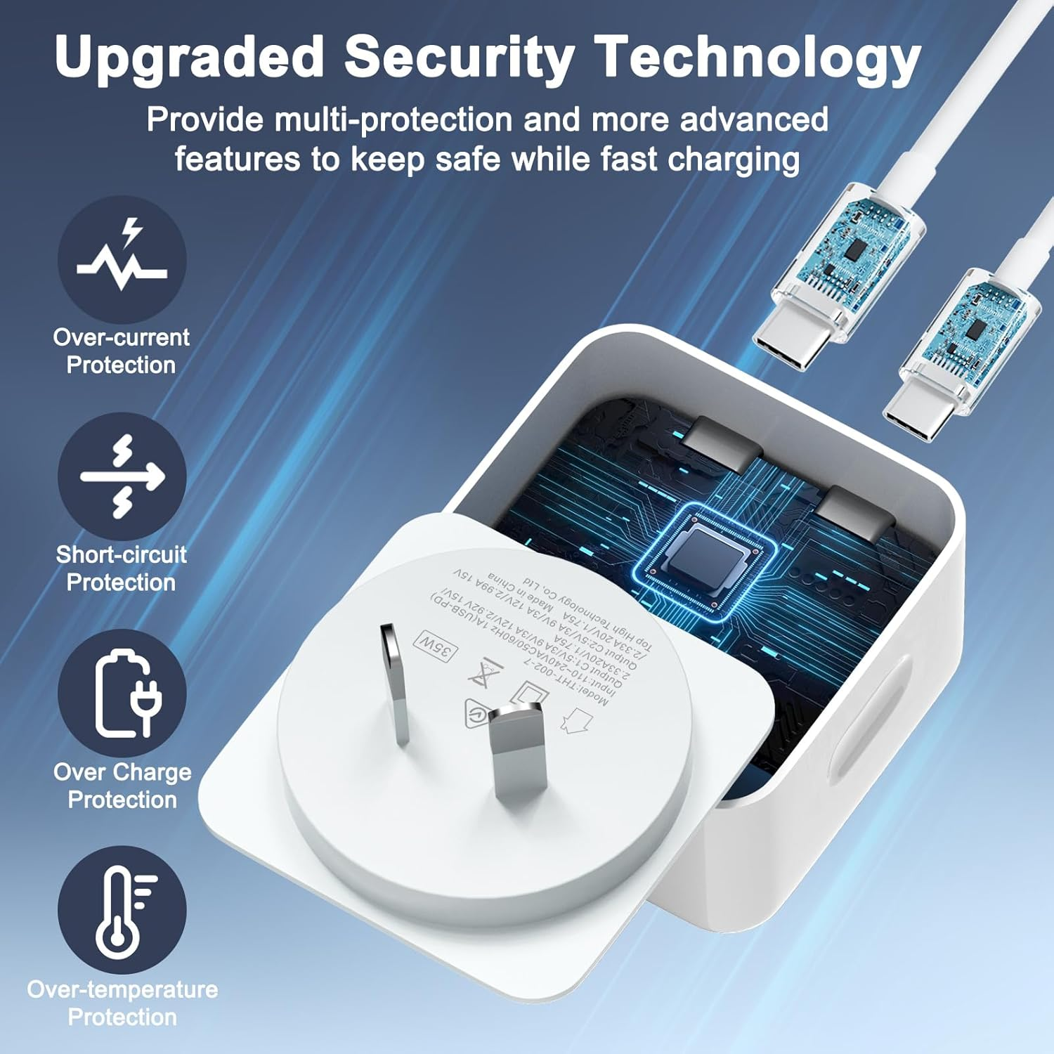 Iphone Charger, 35W Dual USB C Charger, Fast Charger Plug with Lightning+ USB C Charging Cable, Suitable for Iphone 17/16/15/14/13/12/11/I-Pad/Galaxy/Pixel7/6/S23/S22 image number 1