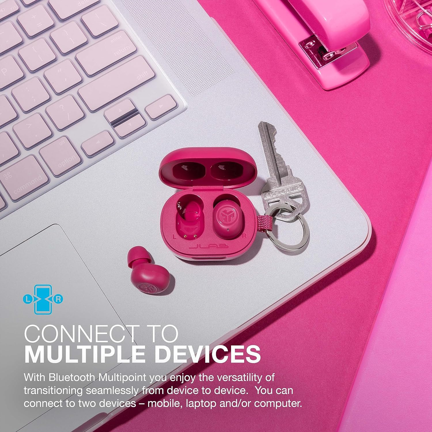 Jlab Jbuds Mini True Wireless Bluetooth Earbuds + Charging Case, Hot Pink, IP55 Sweat and Dust Proof, Bluetooth Multipoint, Be Aware Audio, 3 EQ Sound Settings, Crystal Clear Calls - Mint image number 4