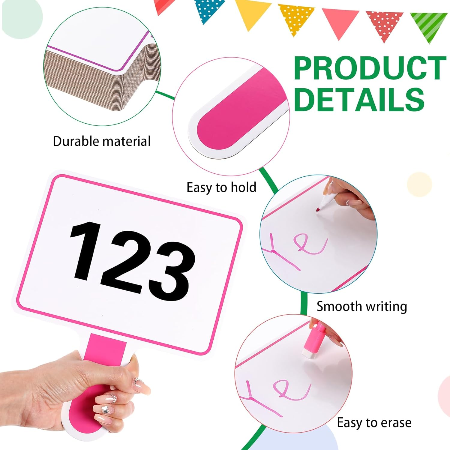 Crtiin 40 Pcs Dry Erase Paddles Auction Paddles Mini Dry Erase Board Small Handheld Double Sided Whiteboard Quick Response Answer Board for Student, Teaching, Bidding, Voting, Classroom, Bridal Shower image number 4