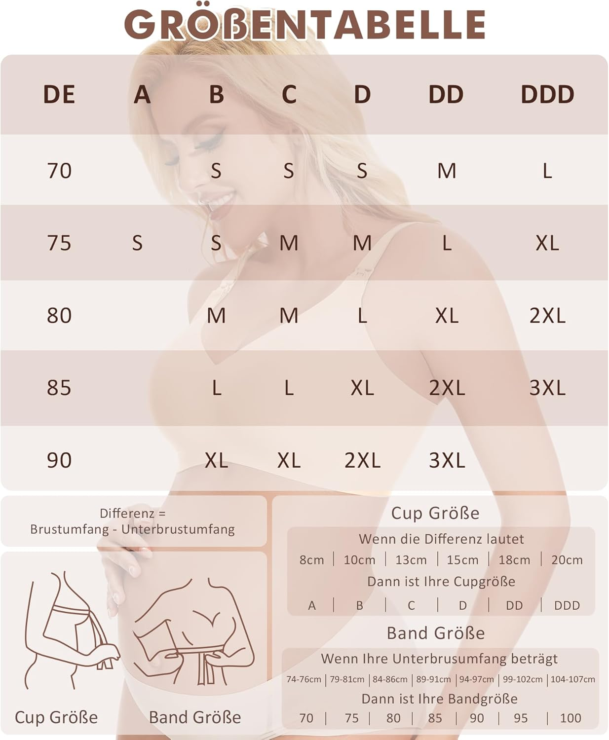 Qoonoo Nursing Bra without Underwire Pregnancy Bra Women'S Breastfeeding Bra Large Breasts Cotton Sleep Nursing Bra, Beige, XXL image number 2