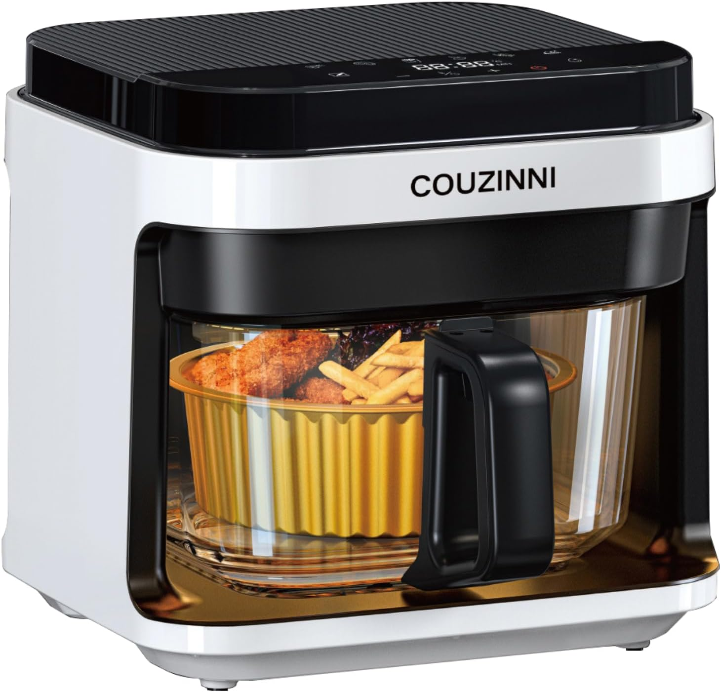 Couzinni 6.5L Glass Digital Air Fryer 1200W - 8In1 Cooker Detachable Glass Pot, Easy-To-Use Controls, Timer, Temperature Controls. Accessories: Tin Foil Bowl & Heatproof Mat. image number 5