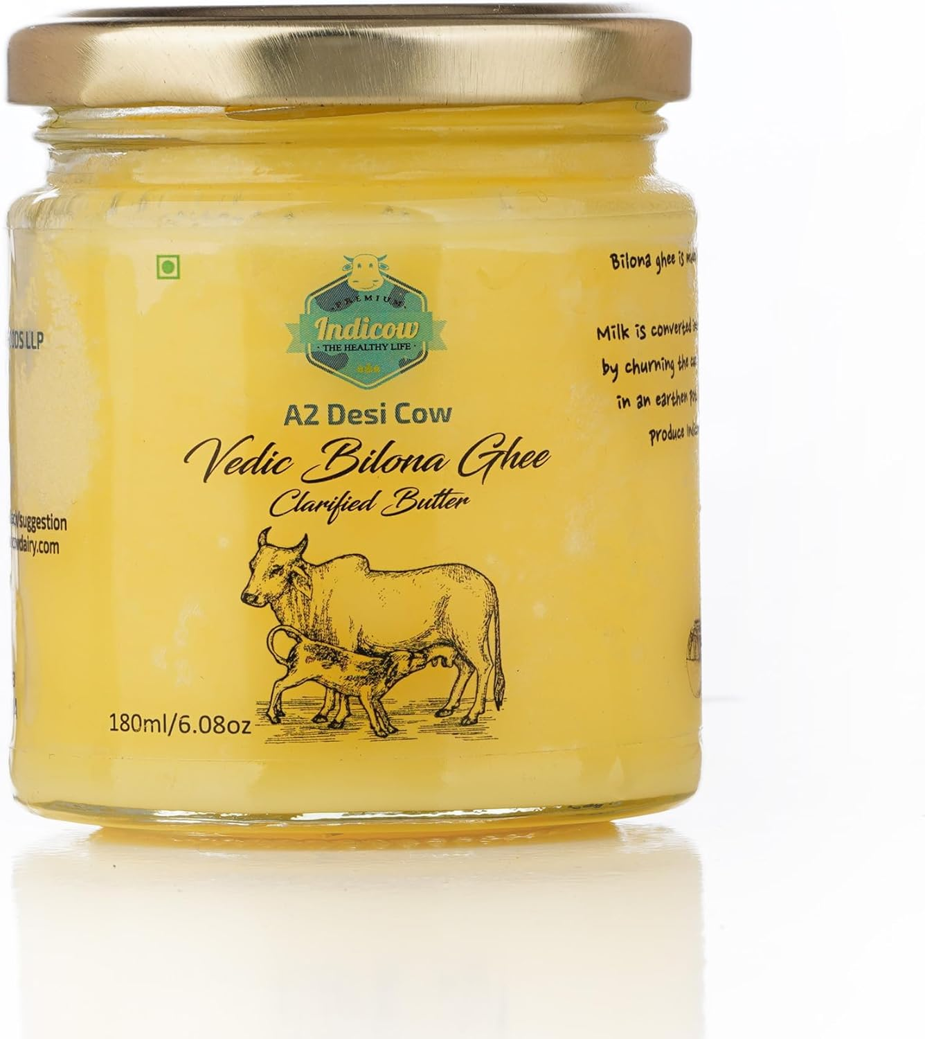 Indicow Organic Dairy Foods Pure Authentic A2 Ghee (1000Ml(1Ltr), Sahiwal)