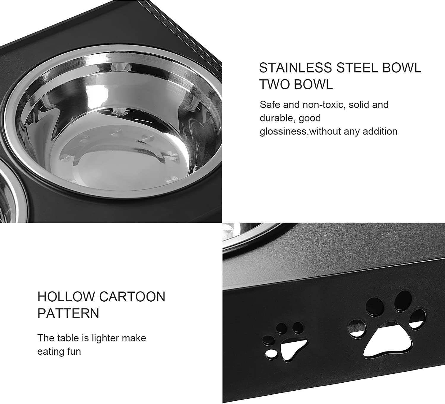 Elevated Dog Bowls Adjustable Raised Dog Bowl with 2 Stainless Steel Dog Bowls for Food and Water, Adjusts to 3 Heights Stand Non-Slip Pets Feeder Bowls Dish for Large Medium Small Dogs and Cats image number 4