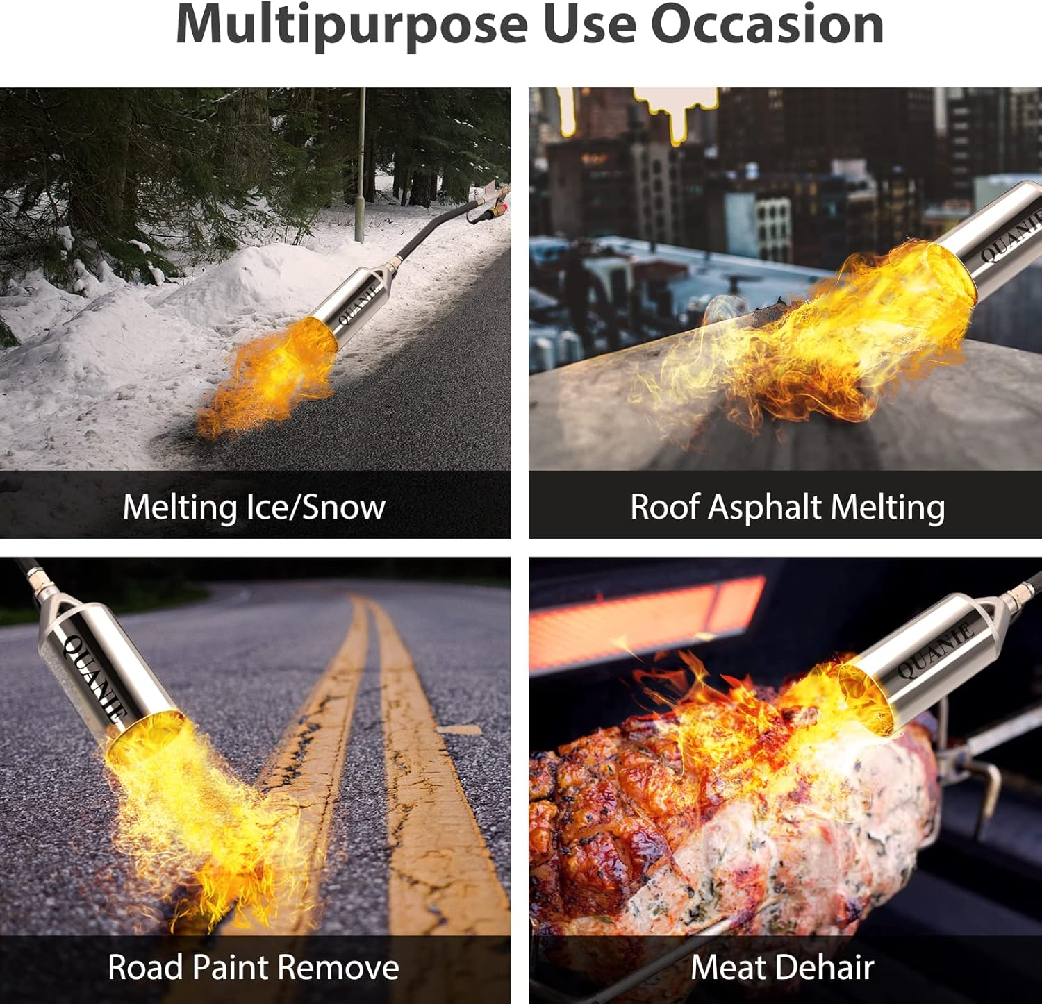 Propane Torch Burner Weed Torch High Output 2,400,000 BTU with 10FT Hose,Heavy Duty Blow Torch with Flame Control and Turbo Trigger Push Button Igniter,Flamethrower for Garden Wood Ice Snow Road (Blue image number 4