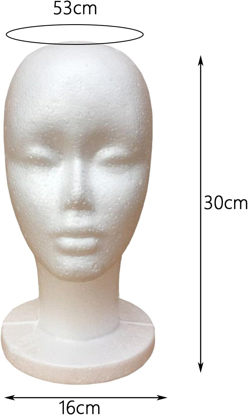 Eigell Female Foam Mannequin Head Mode,L Foam Mannequin Wig Stand, White Display Wigs Hats Hairpieces Stand, Manikin Foam Head image number 1