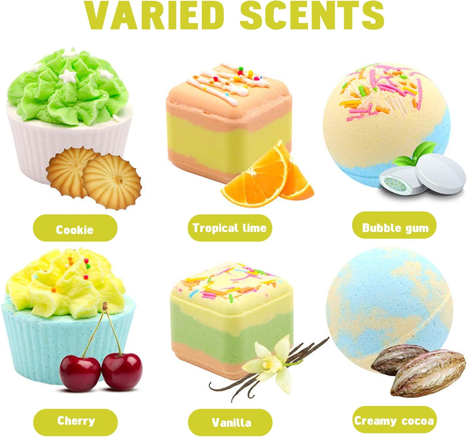 6Pcs Bath Bombs Gift Set - Colorful Fizzies Cupcakes Truffles Sprinkle Balls Spa Bath Kit with Organic Sea Salt Bubble Bath, Moisturizing & Stress Relief for Women, Girls & Moms image number 6