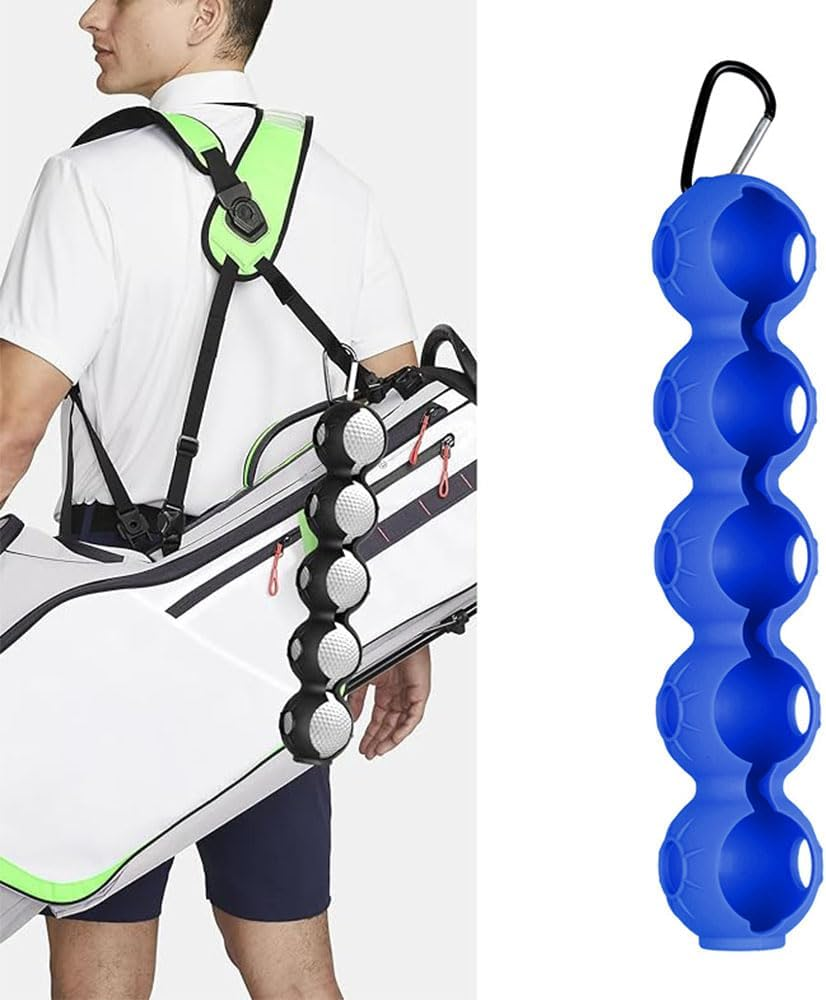 Golf Ball Holder Bag - Portable Pouch Holds 5 Balls, Easy Attachment to Bag Belt, Silicone Sleeve - Outdoor Sport Gifts for Men and Women - Black image number 3