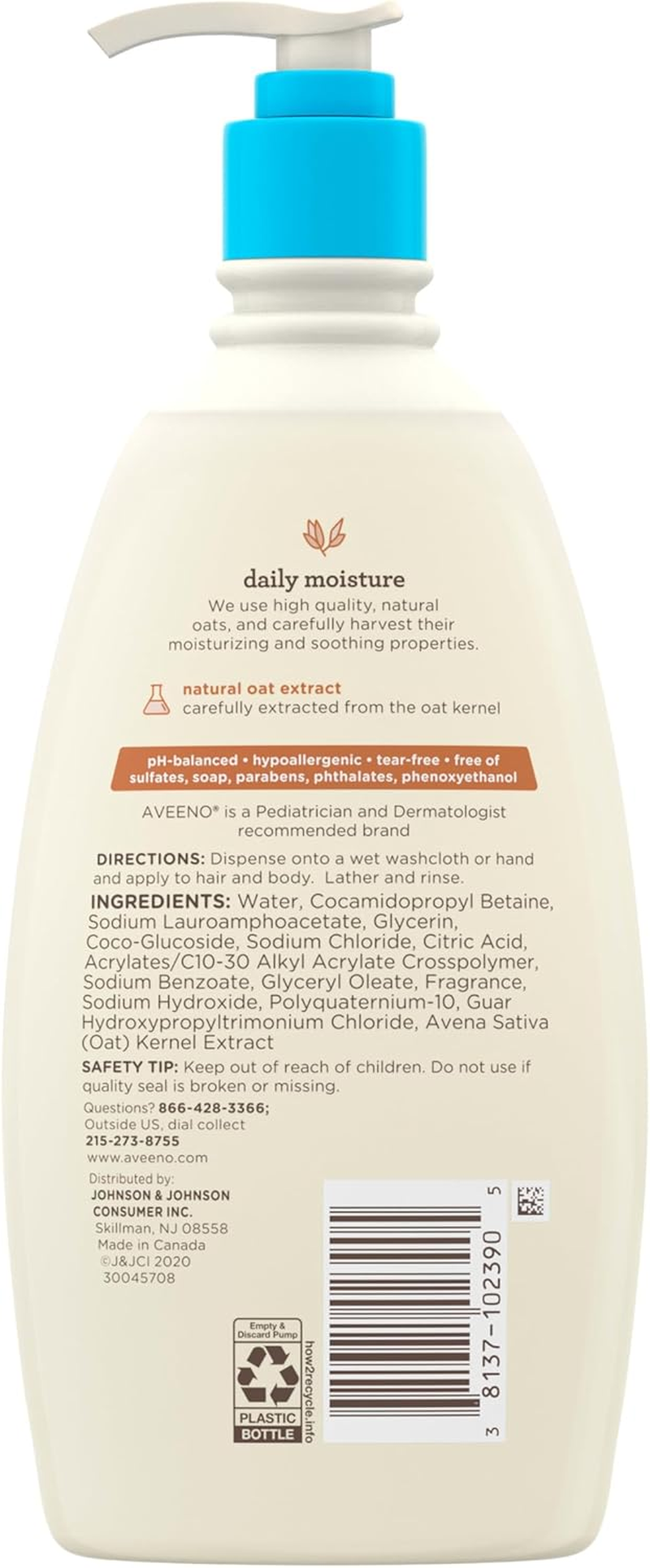 Aveeno Baby Daily Moisture Lightly Scented Sensitive Wash & Shampoo 532Ml|Gentle for Newborns and Babies with Sensitive Skin| Use as Baby Shampoo and Baby Bath Wash (Pack of 2) image number 5