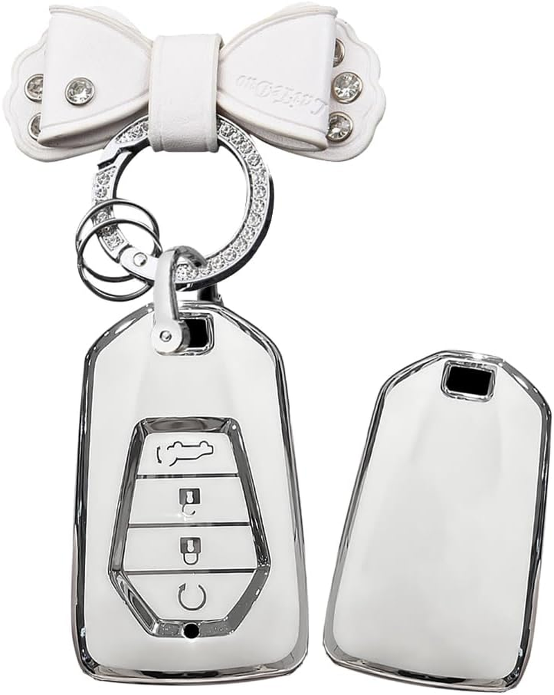 HIBEYO 4 Button Key Fob Cover for Isuzu New MU-X X Series DMAX D-Max X-Terrain Pickup 2020 2021 2022 2023 Accessories