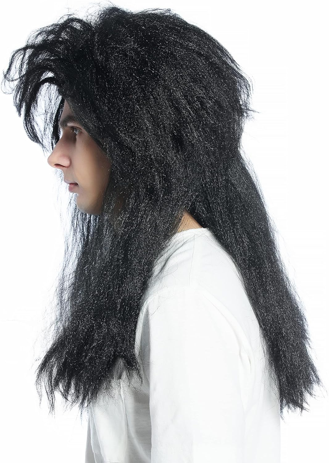 WIG ME up - CW-019-P103 Halloween Carnival Wig 80S Retro Hair Metal Hard Rock Goth Long Voluminous Black