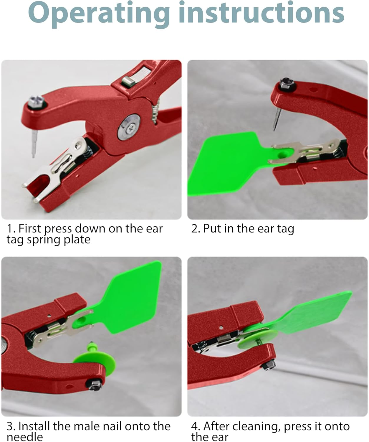 HEEPDD Livestock Ear Tag Plier, Animal Ear Tag Install Tool 90 Degrees Applicator Puncher Tagger for Livestock Pigs Sheep Goats Cattles Cows image number 6