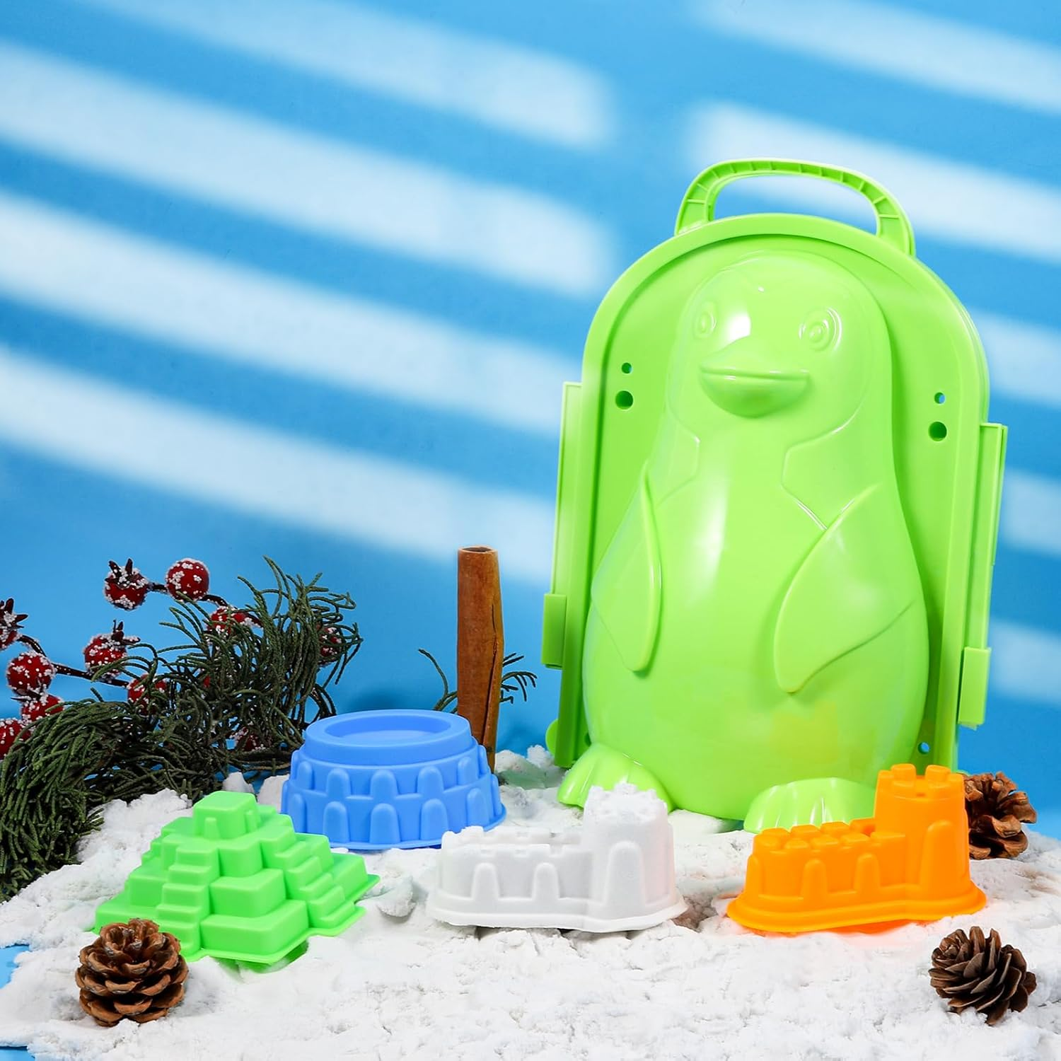 JOLLYFUN Snowball Makers Kit for Kids, 13 Pcs Winter Snow Toys with Duck & Penguin, Snowman Molds, Carry Bag, Outdoor Snow Sand Castle Building Toys for Toddlers & Children image number 2