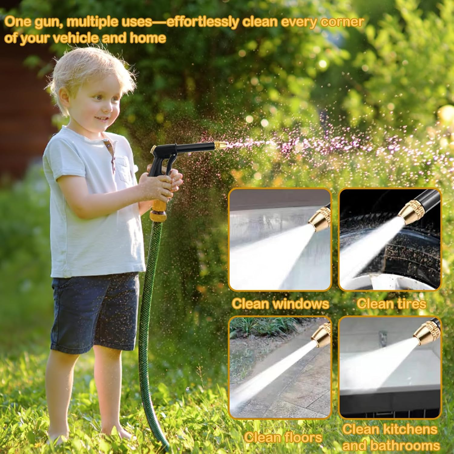 KEWAYO Adjustable High Pressure Washer Gun Patterns Car Wash Machine Garden Watering Hose Nozzle Sprinkler Universal Car Washing Kit image number 3