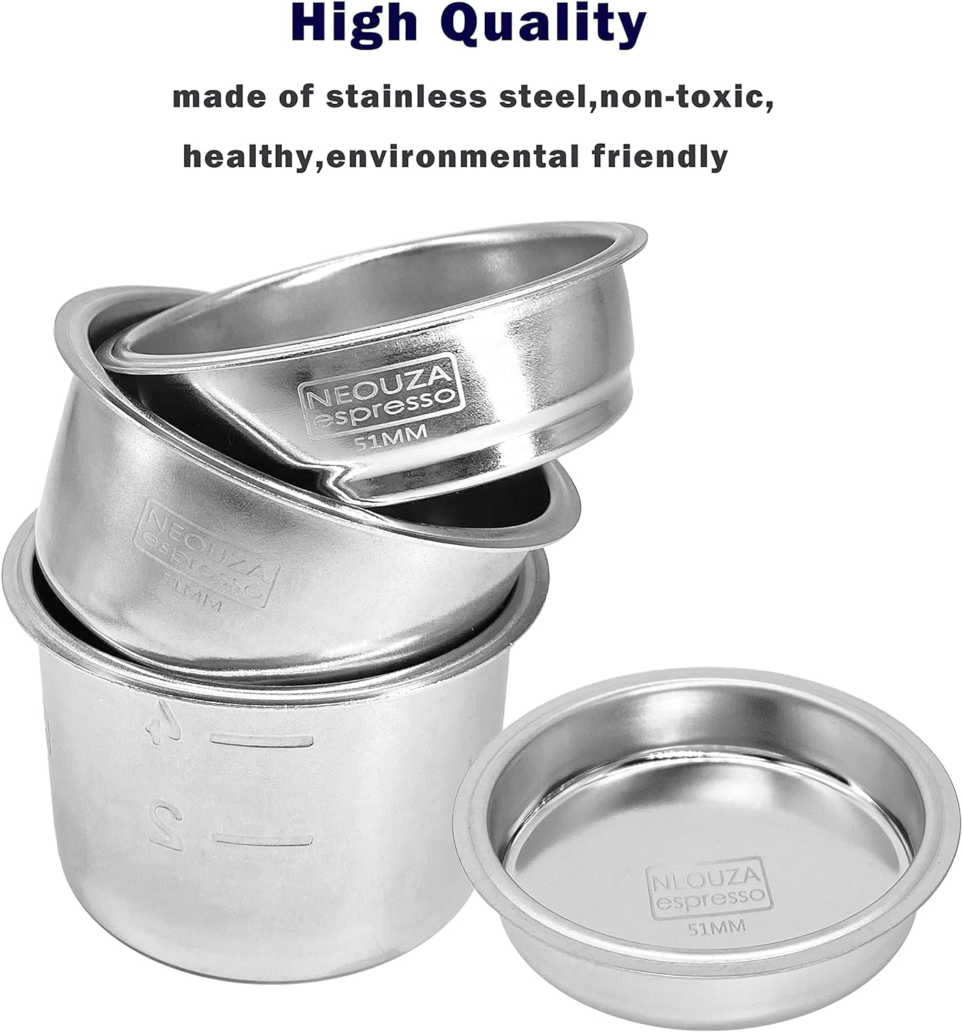 NEOUZA 51Mm 1 Cup Filter Basket for Coffee Portafilter, Compatible with Delonghi 51Mm Espresso Machines, 304 Stainless Steel image number 1