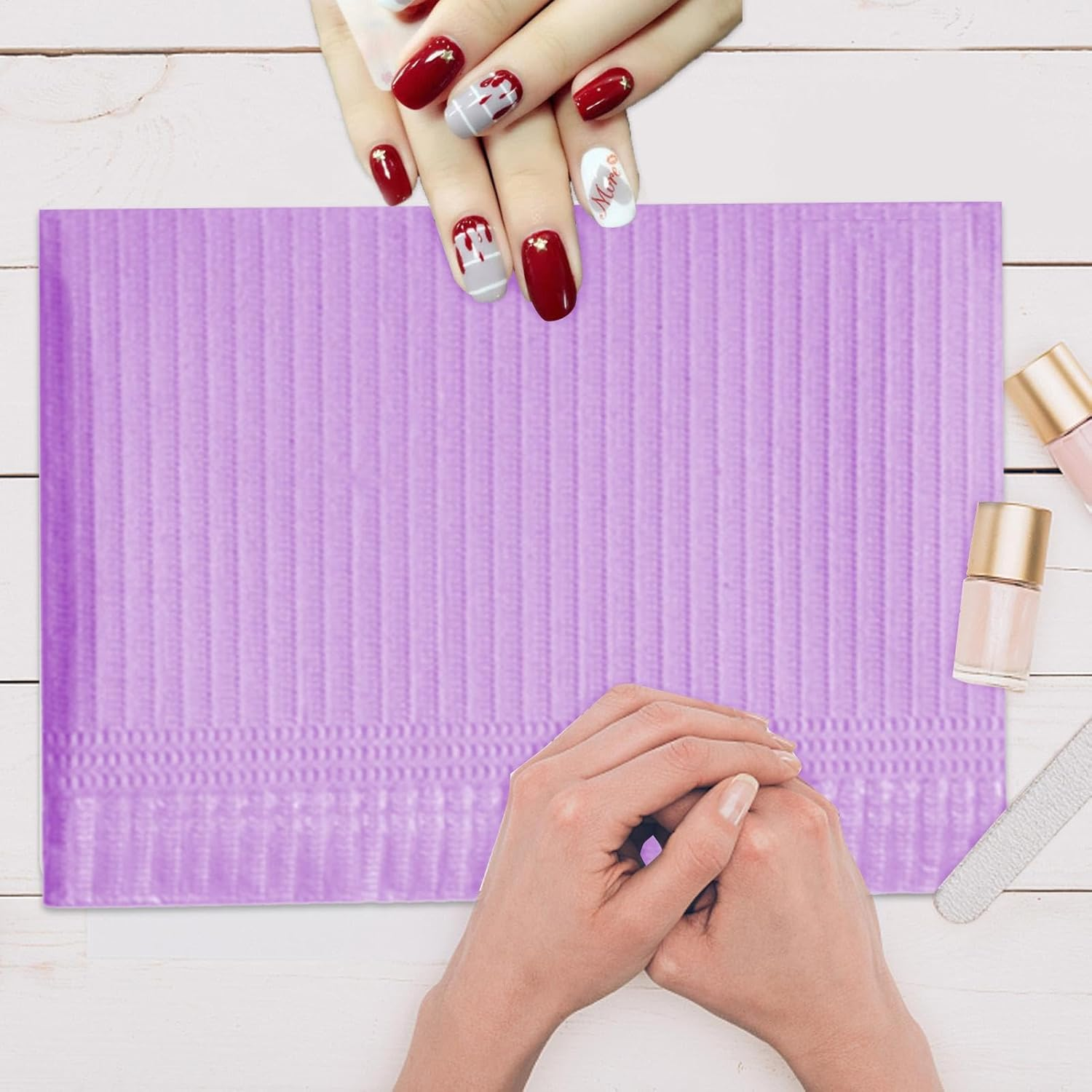 Pack of 50 Nail Art Place Mats Waterproof Nail Art Paper Pads Nail Table Mat Nail Paper Towels Manicure Table Mat Accessories for Manicure Nail Art Salon Beauty Salon - Pink image number 6