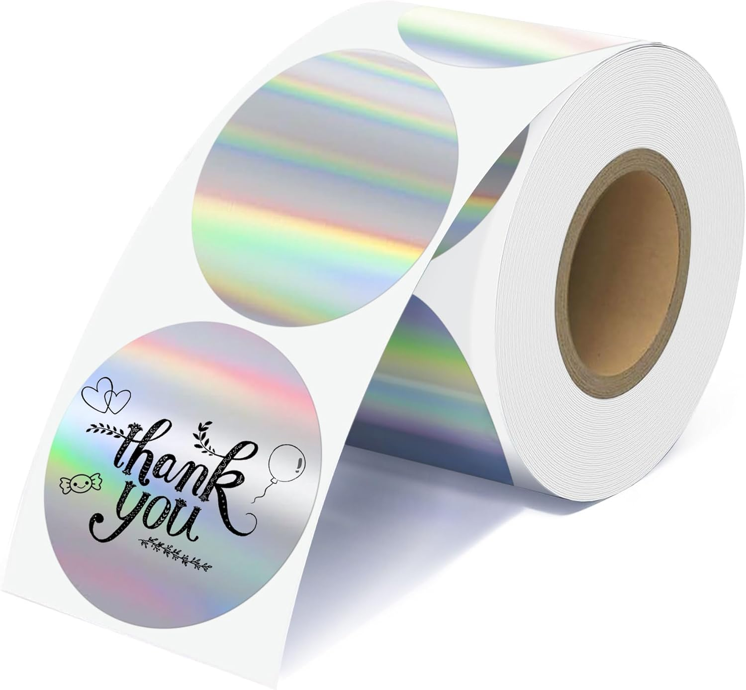 2'' Holographic Thermal Labels - 400Pcs round Thermal Printer Labels, Waterproof Thermal Printer Stickers for Logo Design, Name/Price Tag, Thanks Card, Address, QR Code, 400 Labels/Roll