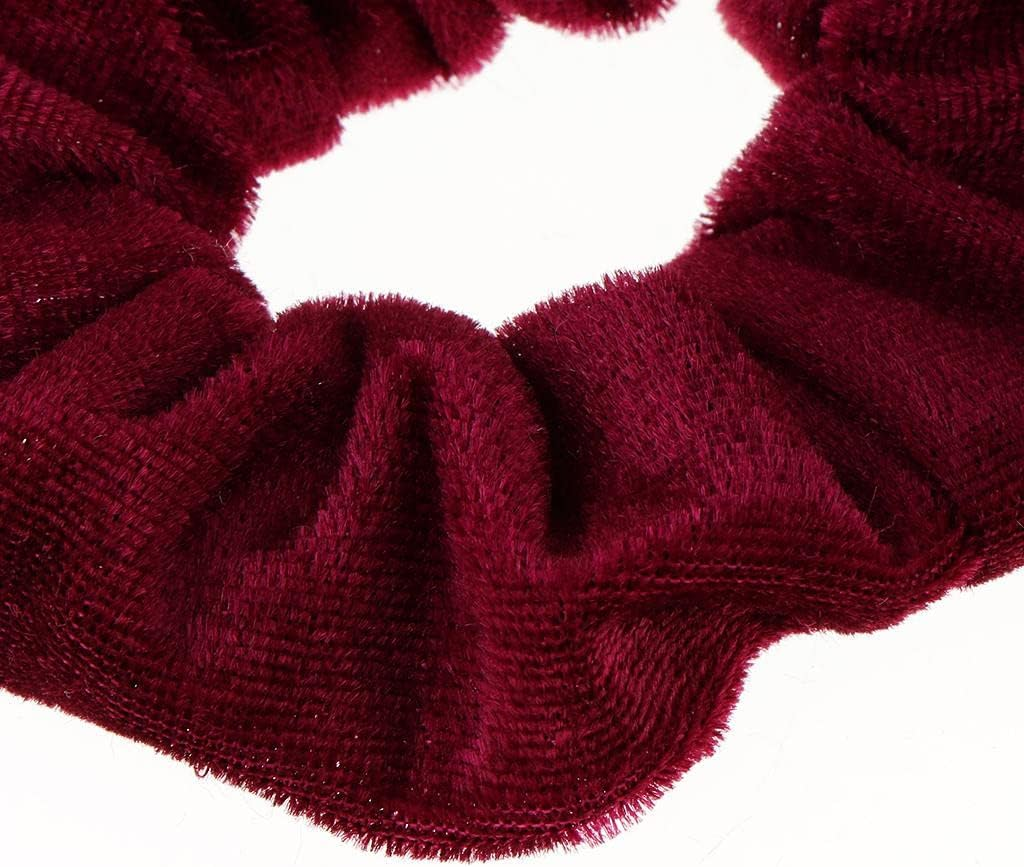 Ｓｉｍｈｏａ Set of 5 Velvet Hair Scrunchies for Ponytail Styles, Burgundy, as Described image number 5
