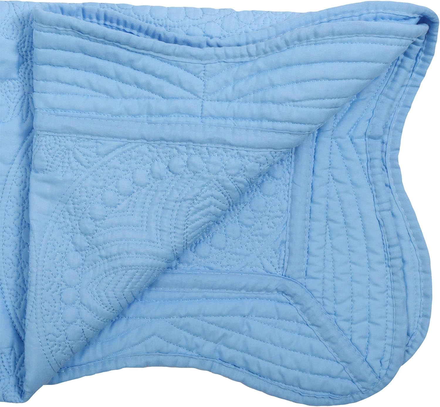 MONOBLANKS Baby Quilt Personlized Monogram Lightweight Embossed Scalloped Throw Blanket Four Seasons (Blue) image number 3