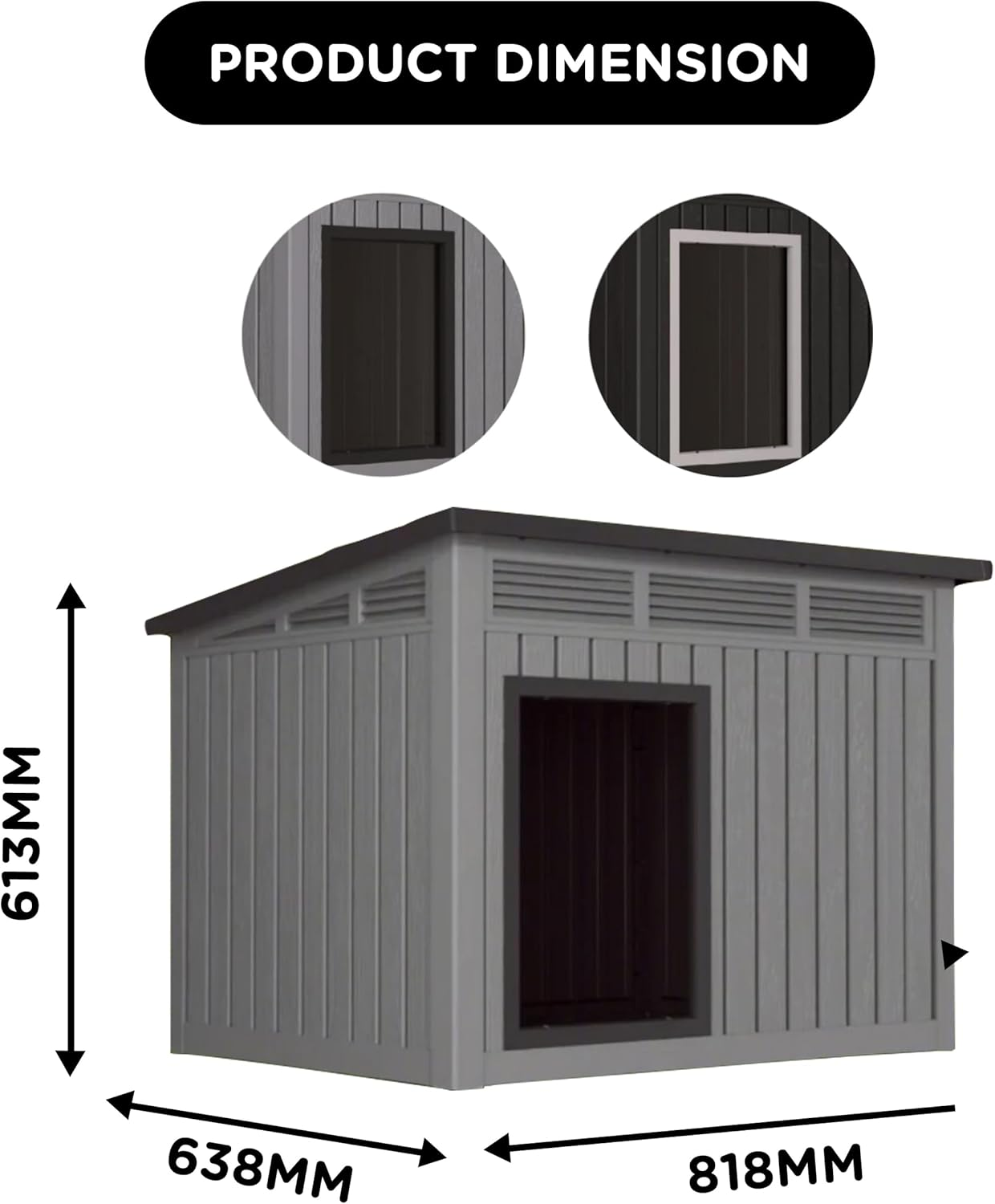 SBS Modern Dog House with Raised Floor, Weatherproof & Stylish Shelte, Stable & Scratch-Resistant for Dog, Cat, Bunny or Animal Backyard Shelter image number 2