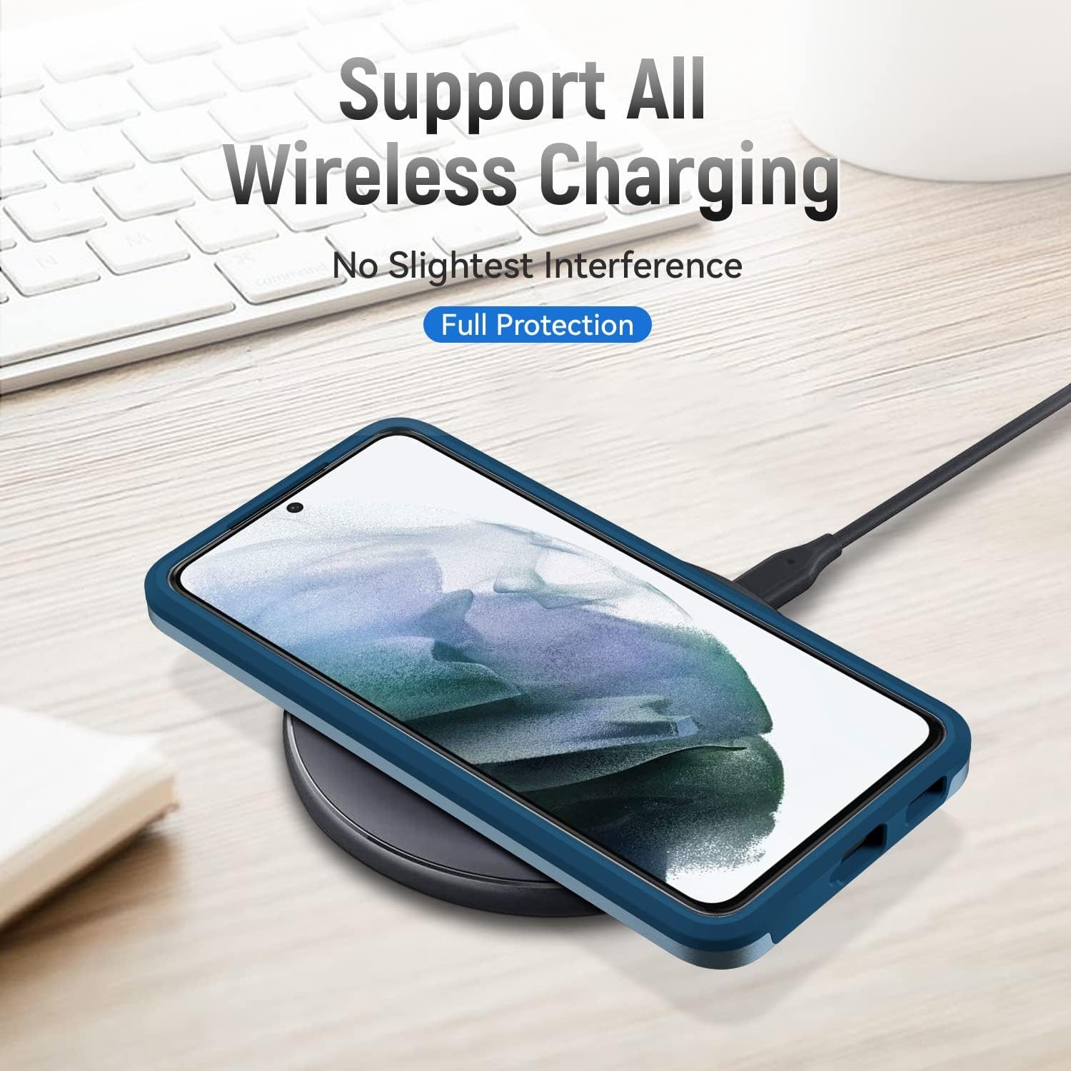 Asuwish Phone Case for Samsung Galaxy S21 5G 6.2 Inch with Tempered Glass Screen Protector Cover and Slim Thin Hybrid Full Body Protective Dual Layer Back Cell Accessories S 21 21S G5 Women Men Blue - Blue image number 2