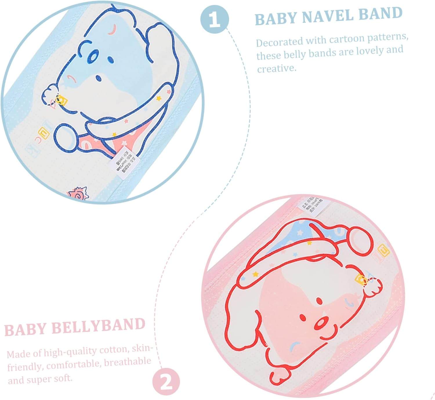 2Pcs Umbilical Cord Protection Cotton Belly Bands for Newborn Comfort Colours Belly Belt image number 5