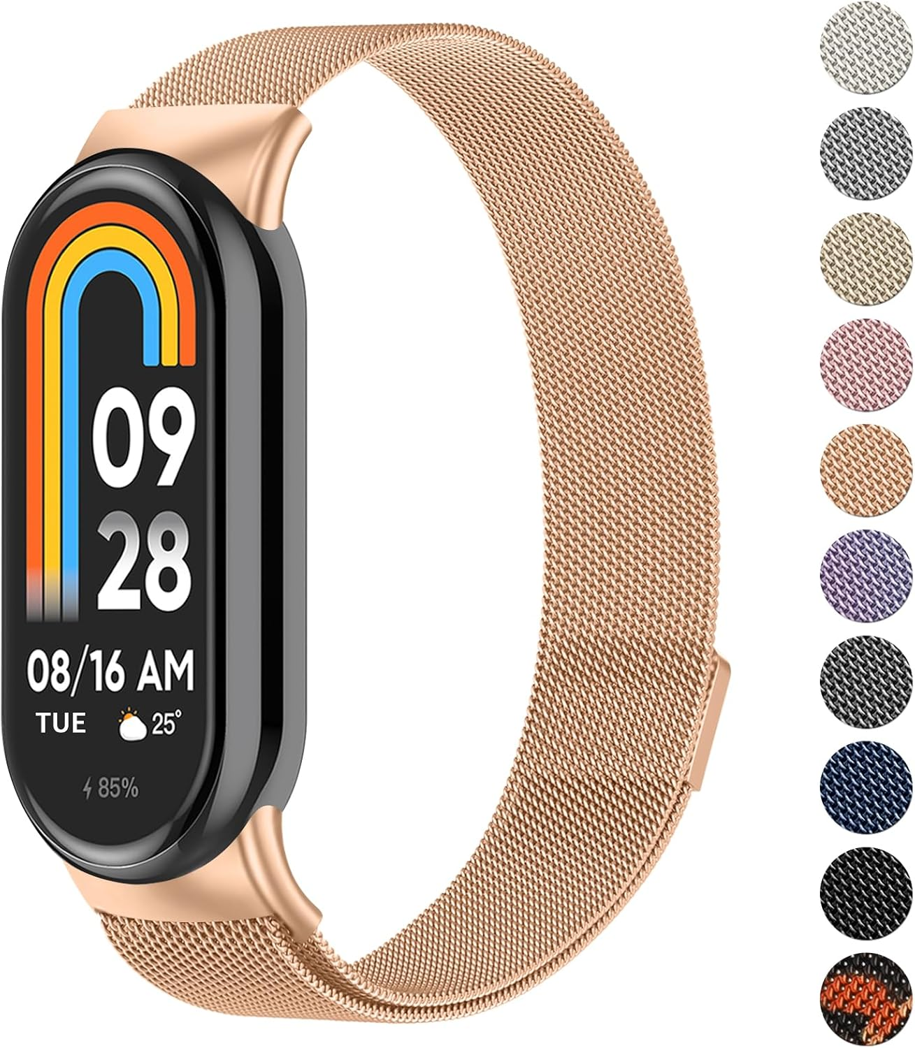 Leonids Metal Bands for Xiaomi Smart Band 10 9 8 Bands, Stainless Steel Mesh Loop Adjustable Wristband Strap for Xiaomi Mi Band 10 9 8 Replacement Wristband Women Men