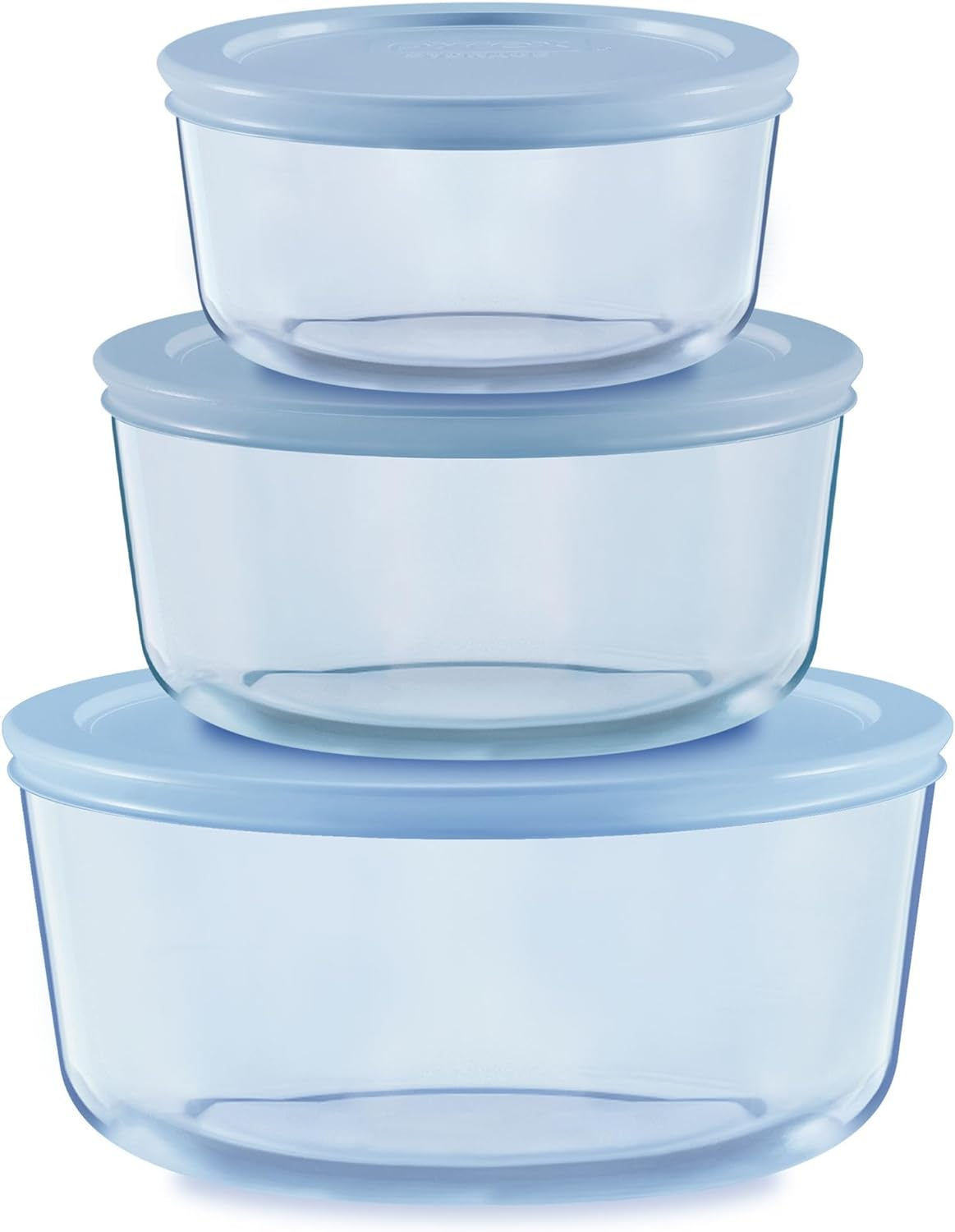 Pyrex Tinted Medium round Food Storage Container Set (6-PC) - Small/Medium Sizes with Snug Fit Non-Toxic Plastic Bpa-Free Lids - Freezer, Dishwasher, Microwave Safe - 2, 4 & 7 Cup Capacity image number 1