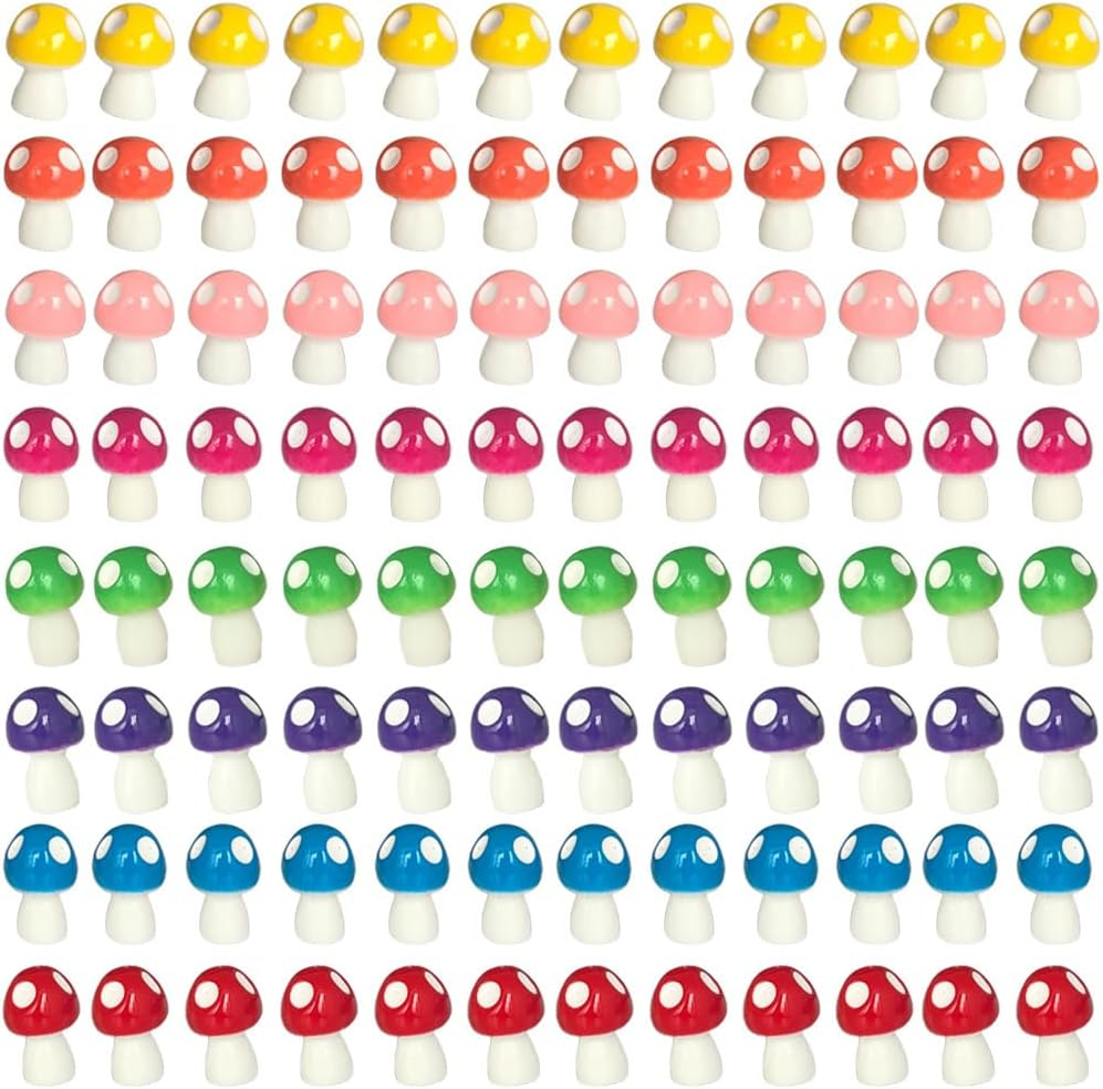 Mini Resin Mushroom Figurines 200 Pcs, Tiny Mushrooms Fairy Garden Statue Decorations Accessories, Miniature Resin Mushroom Outdoor Landscape Decor image number 6