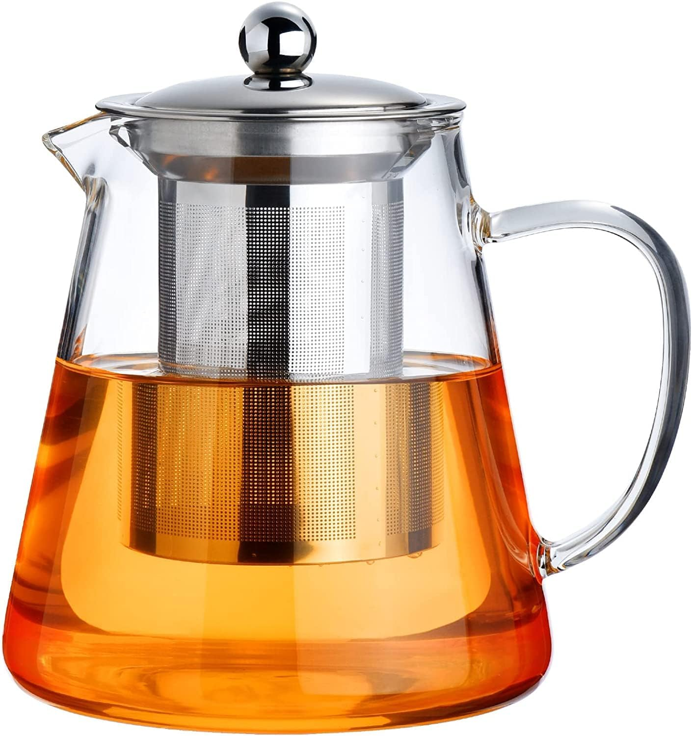 PARACITY Glass Teapot Stovetop 18.6 OZ, Borosilicate Clear Tea Kettle with Removable 18/8 Stainless Steel Infuser, Teapot Blooming and Loose Leaf Tea Maker Tea Brewer for Camping, Travel (550ML) image number 6