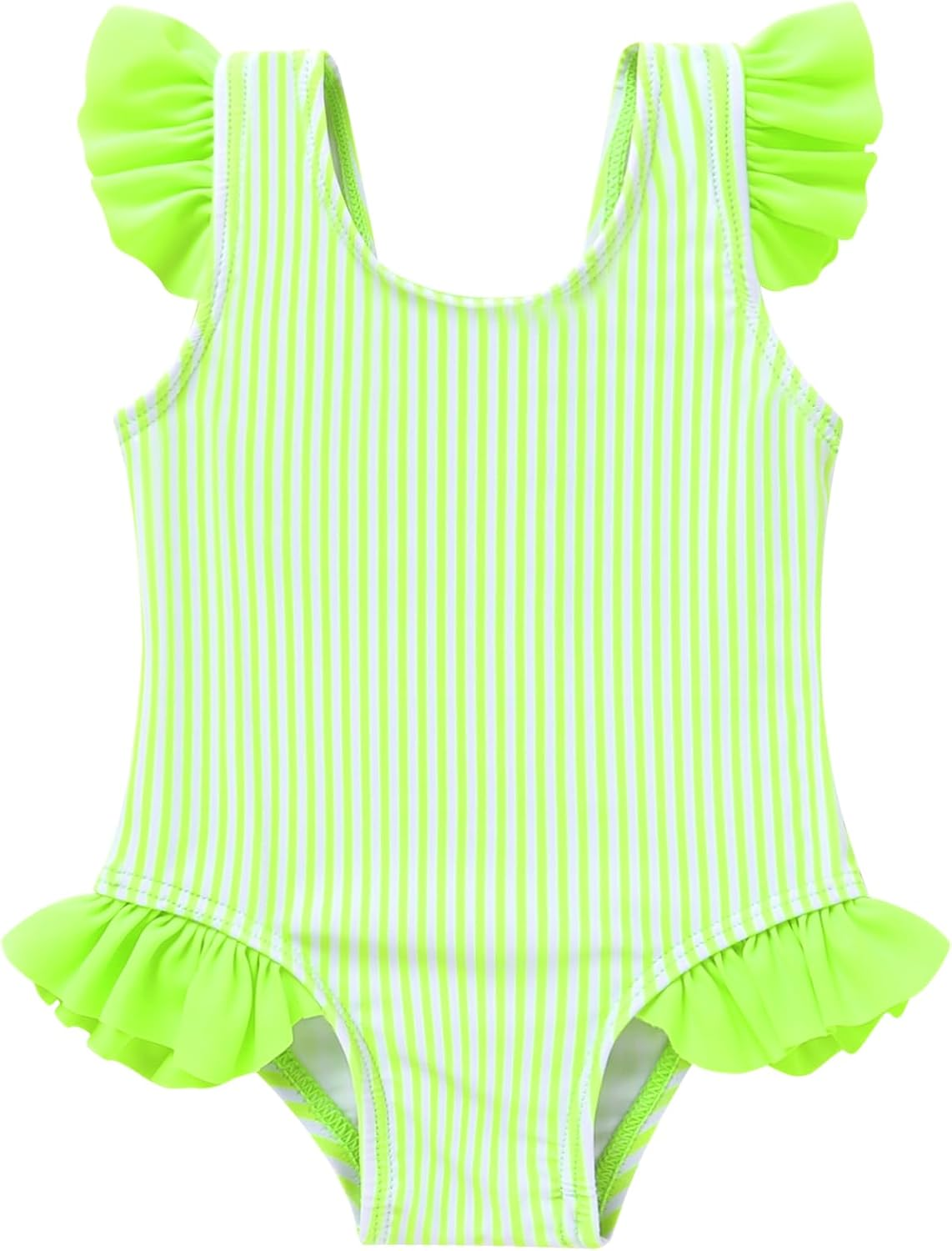 Tiny Cutey Toddler Girl Swimsuit Ruffled Stripe Sleeveless Swimwear One-Piece Baby Girl Bathing Suits