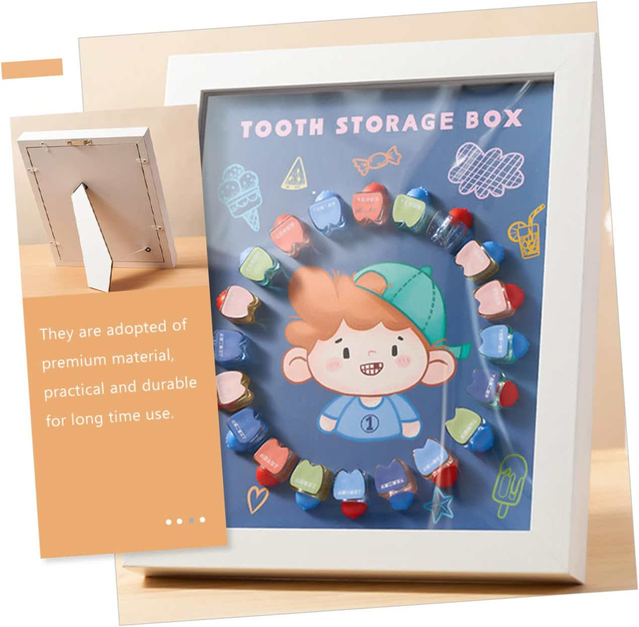 Baby Tooth Saver Box and Keepsake Container for Kids Crystal Case Photo Frame for Storing Deciduous Teeth and Childhood Memories image number 6