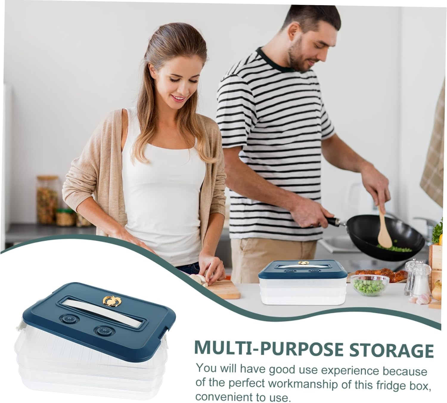 BRIGHTFUFU Fridge Multi-Layer Preservation Box for Dumplings Compact Non-Skid Design for Efficient Food Storage Safe Material for Home and Dorm Use image number 4