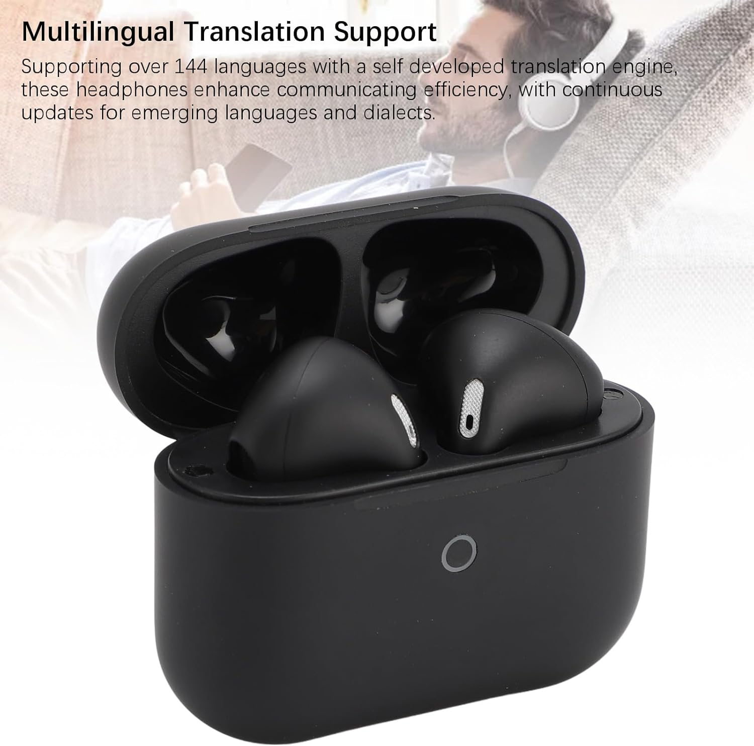 Language Translator Earbuds, 144-Language Real-Time Two-Way In-Ear Earbuds, Translating with App for Ios and Android image number 6