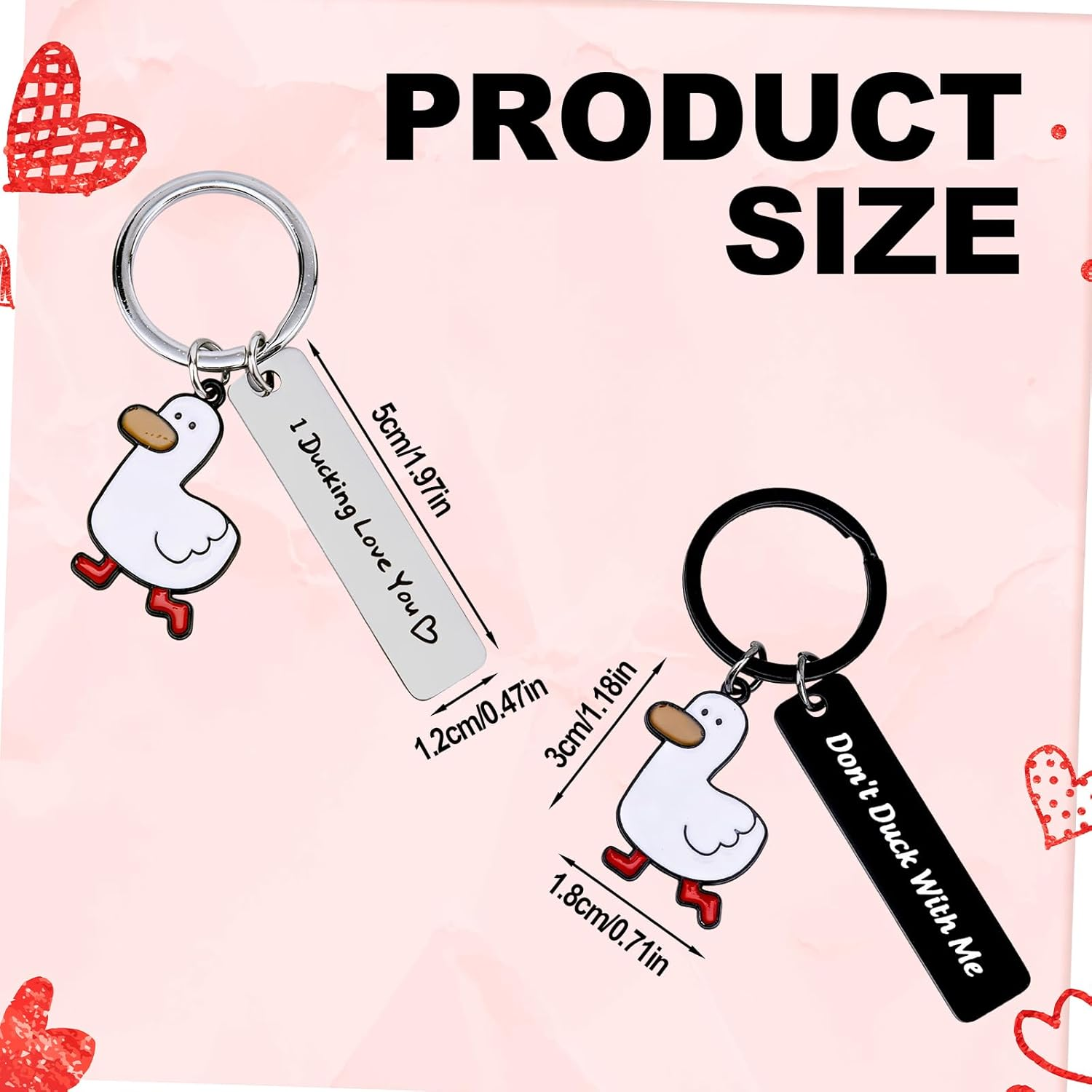 Penitue 2Pcs I Ducking Love You Keychain, Cute Metal Duck Keychain for Couples Boyfriend Girlfriend Christmas Birthday Anniversary