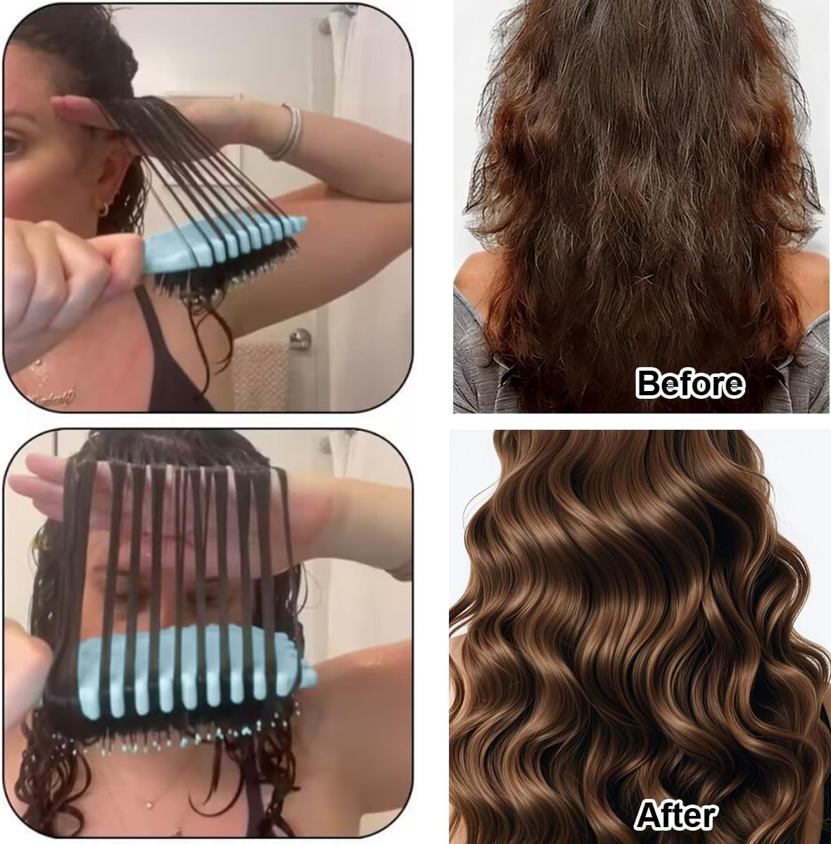 Ruayia Teeth Combs + Shark Tooth Comb Women, Wide Tooth Comb Kit for Men, Hair Styling Salon, Highlight Comb, Wide Tooth Comb, Curling Brush, Curling Comb, Coarse Teeth - Blue image number 1