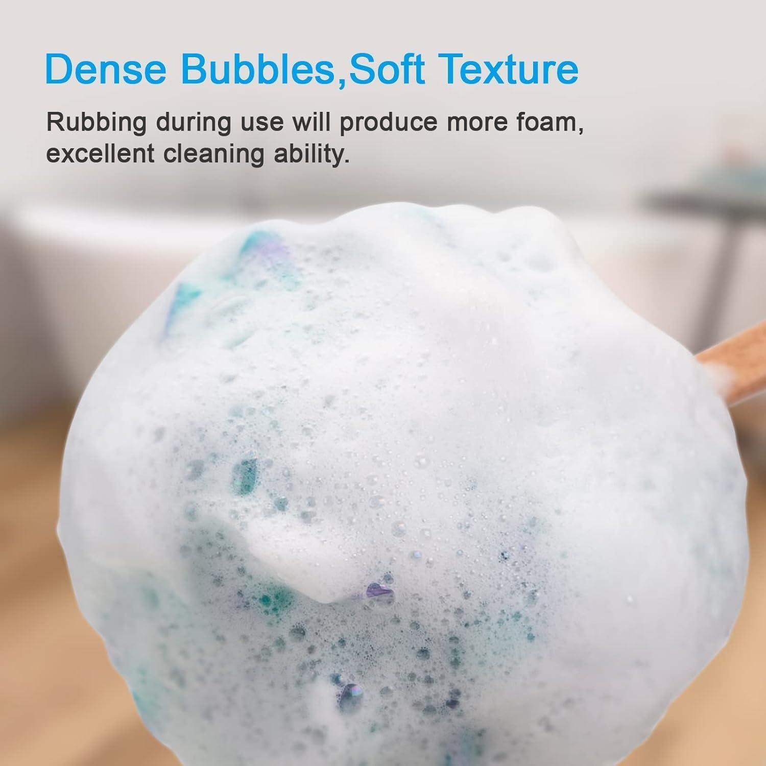 Shower Sponge Loofah Back Scrubber, PE Soft Mesh Loofah Body Scrubber with Long Wooden Handle, Bath Sponge for Men Women (Green) image number 1