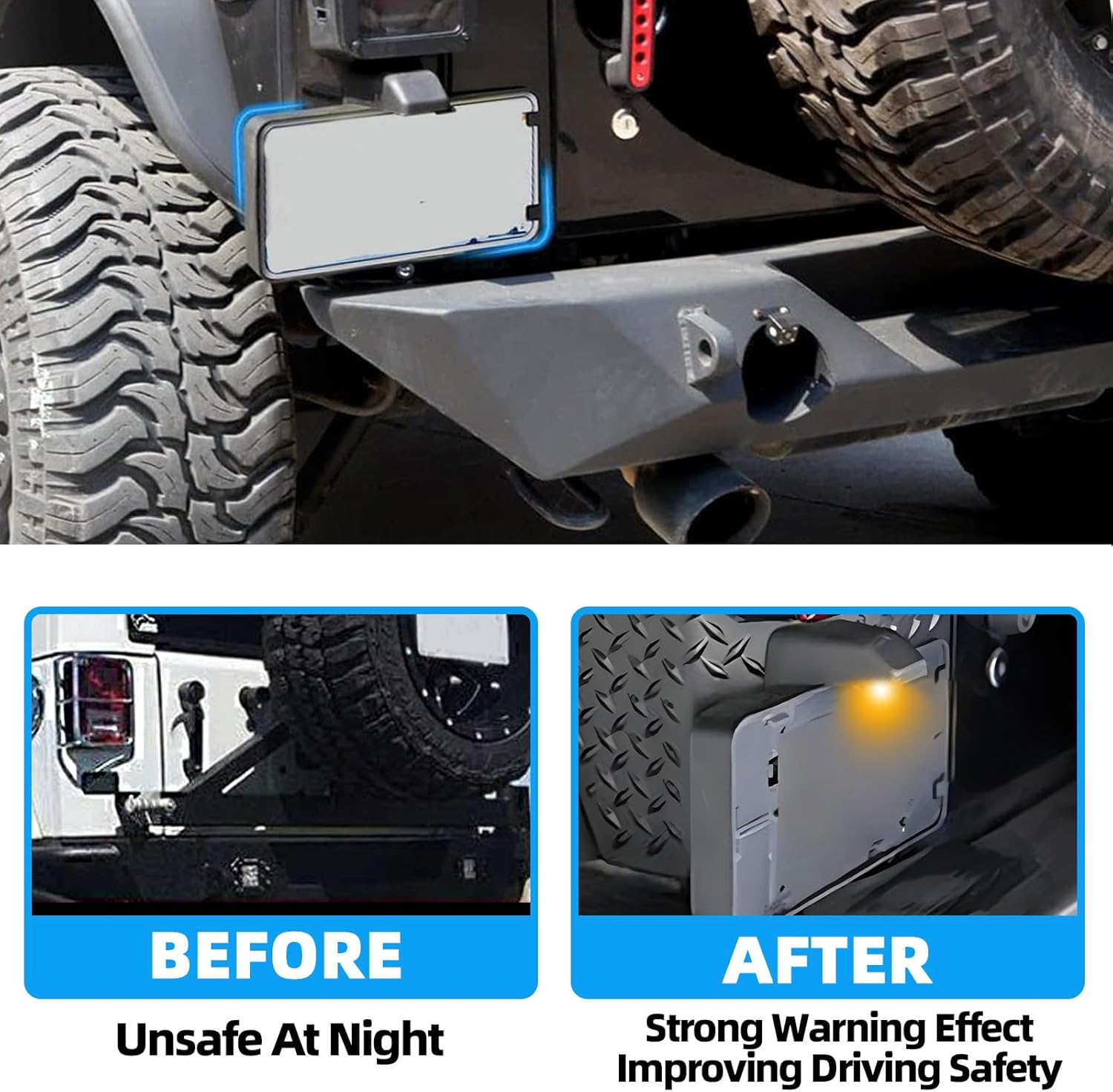 MITZONE Backup License Plate Frame Holder Bracket Assembly with Light Lamp Black Rear Compatible with 2007-2018 Jeep Wrangler JK Accessories Replacs# 68064720AA image number 5