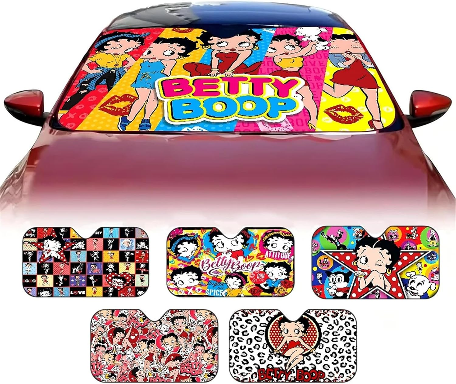 B-Betty-Cute-Girl Anime Car Windshield Sunshade Cover Foldable Automotive Sun Shade Visor Window Reflector Cars Keep Car Cool(Z6) image number 2