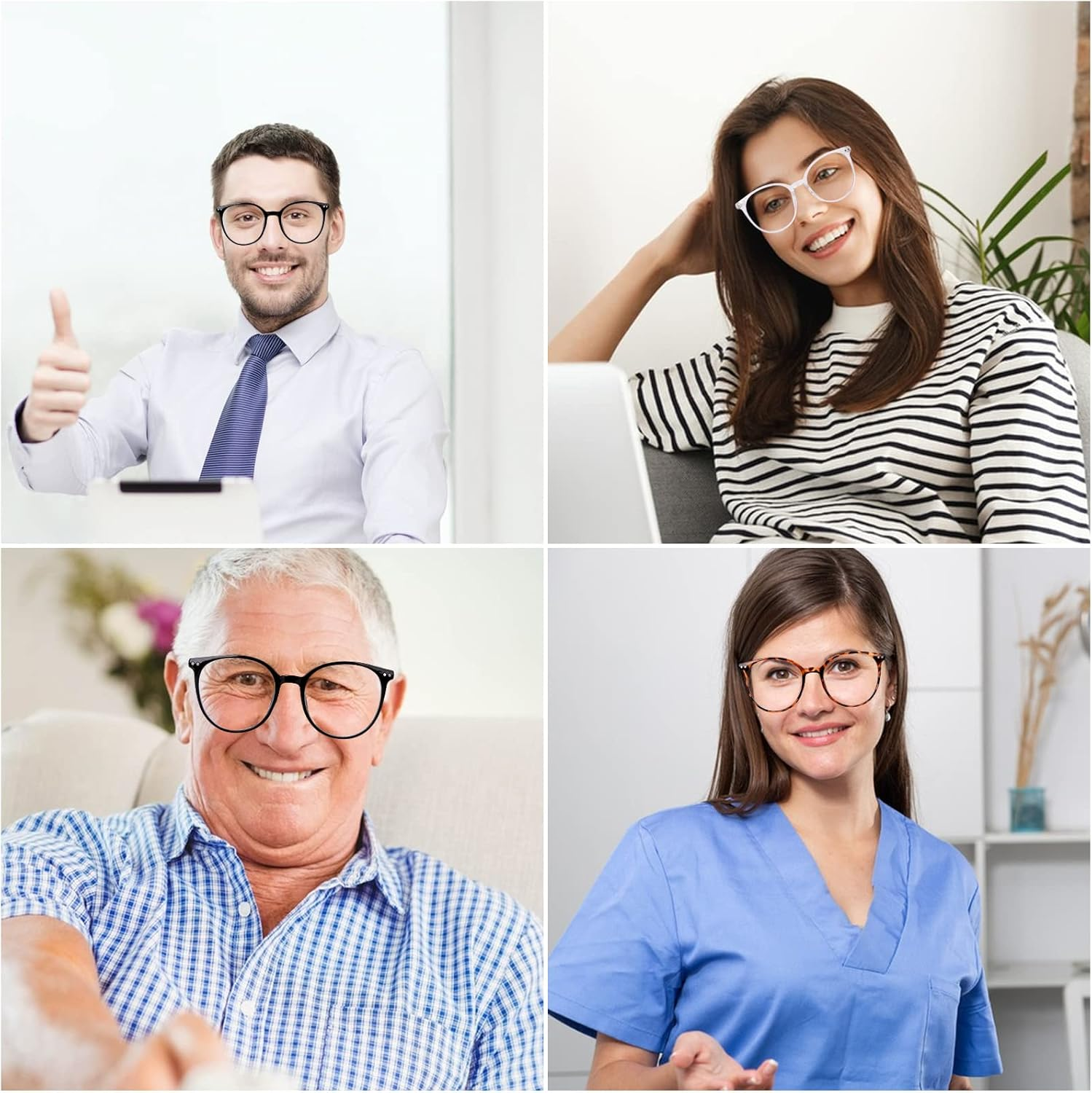 3 Pack Blue Light Blocking Glasses, round Frame, Light Weight Clear Lens, anti Glare, UV Protection, Unisex Adults Digital Device Users image number 1