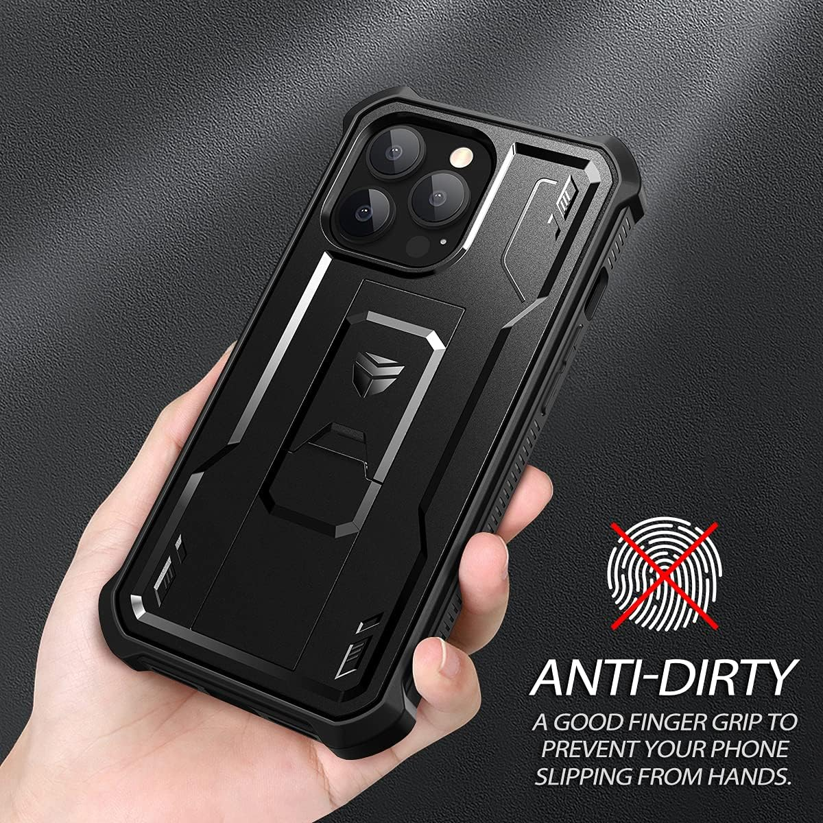 Dexnor for Apple Iphone 13 Pro Max Case, [Built in Screen Protector and Kickstand] Heavy Duty Military Grade Protection Shockproof Protective Cover for Apple Iphone 13 Pro Max - Dark Black image number 7