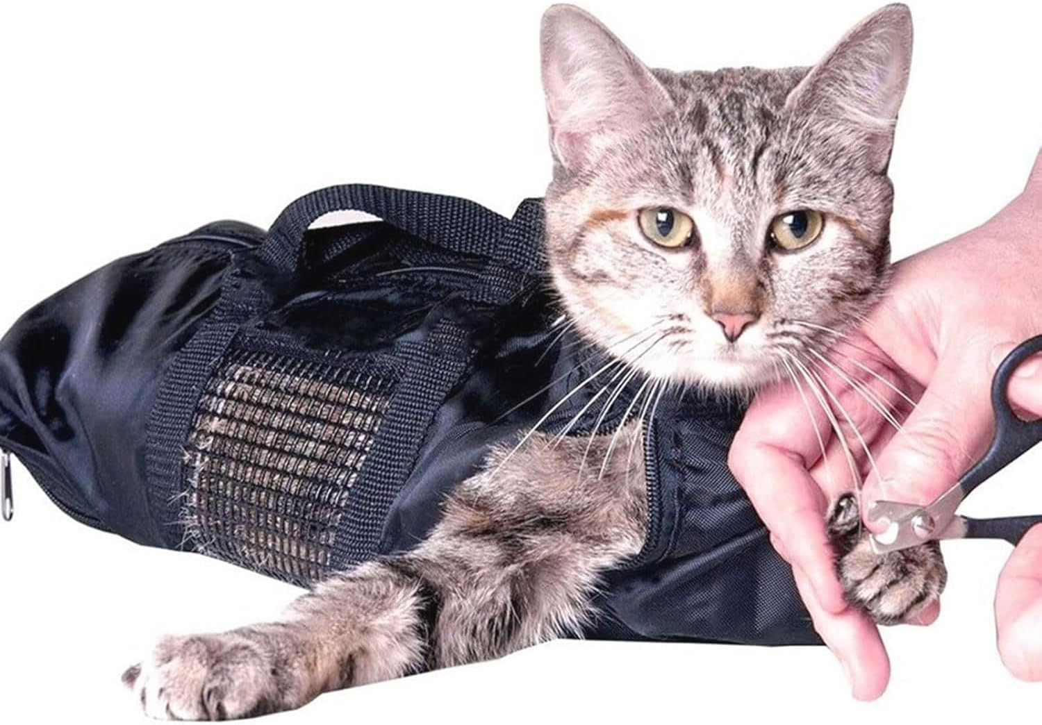 Cat Grooming Bag, Wear-Resistant Cat Shower Bag, Pet Portable Grooming Bags, Scratch Resistant Multifunctional Breathable Pet Bathing Restraint Bag for Washing, Bathing, Nail Trimming (Black) image number 5