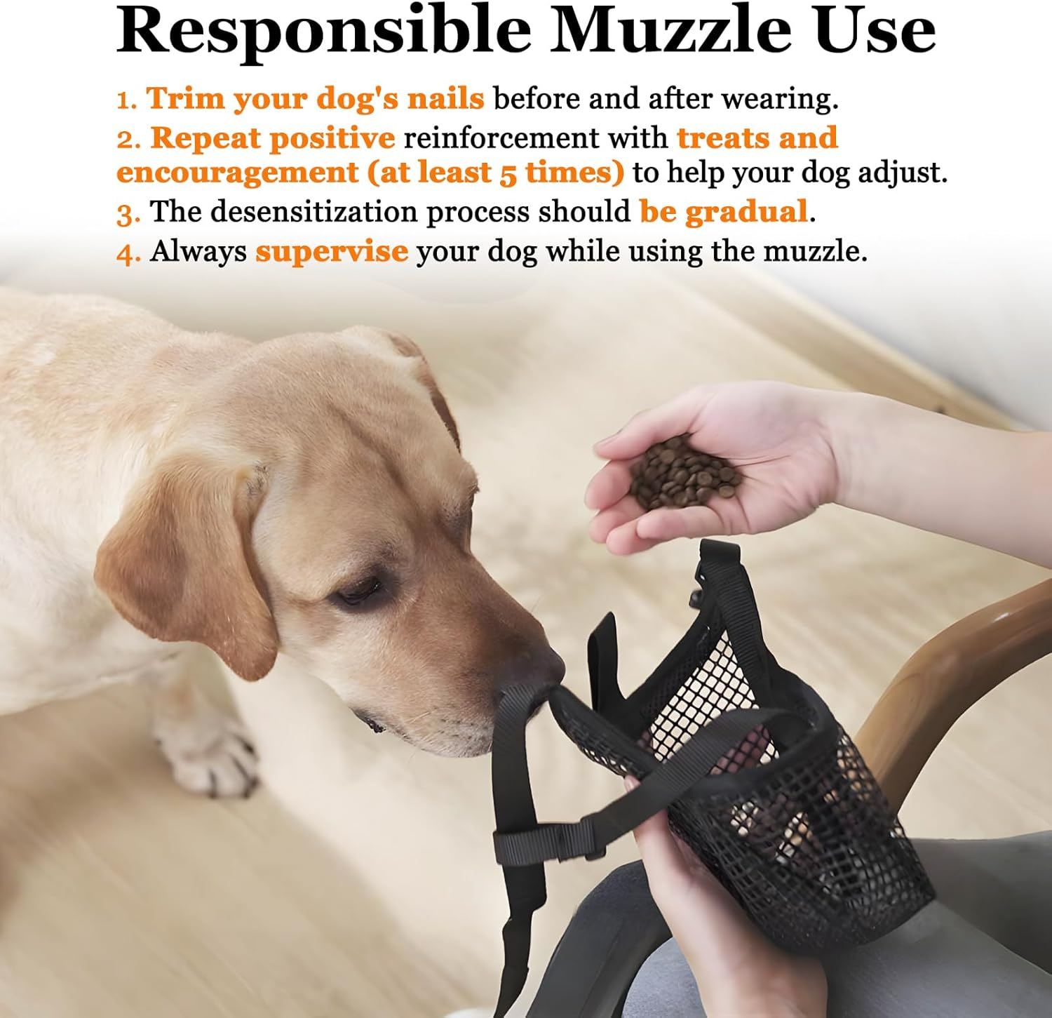 Crazy Felix Dog Muzzle, Soft Mesh Muzzle for Small Medium Large Dogs Labrador German Shepherd, Breathable Adjustable Muzzles for Biting, Chewing, and Scavenging, Allows Panting and Drinking(Black, XL) image number 1