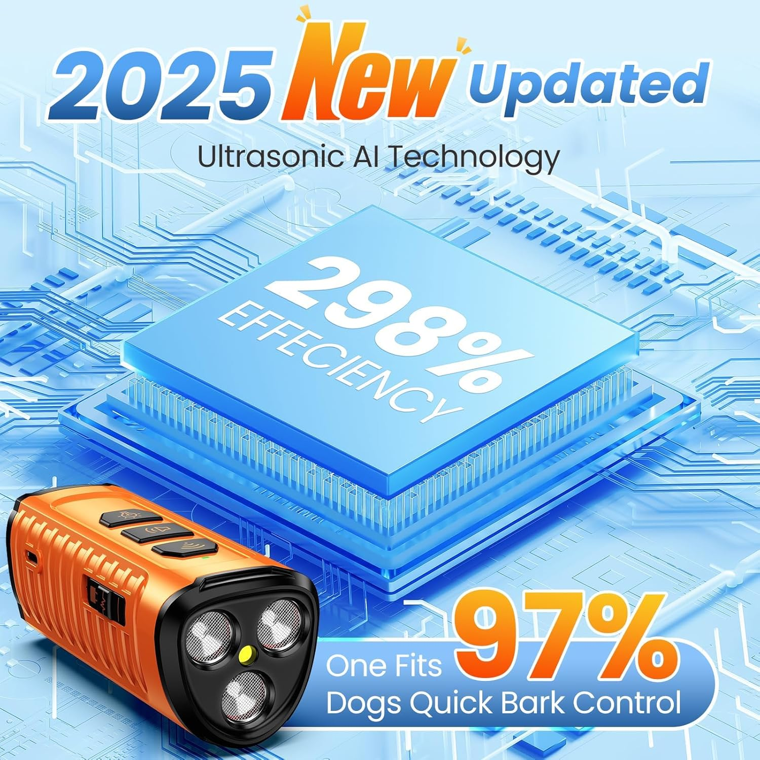Dog Bark Deterrent Device 3X anti Barking Device for Dogs, 5 Modes Stop Neighbors Dog Barks No More Safe for All Dogs 50FT Bark Control Indoor Outdoor with Flashlight,Rechargeable Training Device image number 3