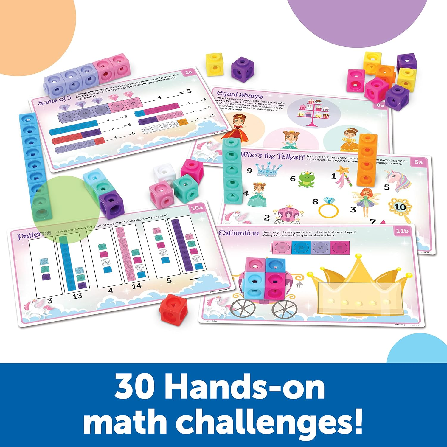 Learning Resources Mathlink Cubes Kindergarten Math Activity Set: Fantasticals! 115 Pieces, Ages 5+ Kindergarten STEM Activities, Math Activity Set and Games for Kids image number 1