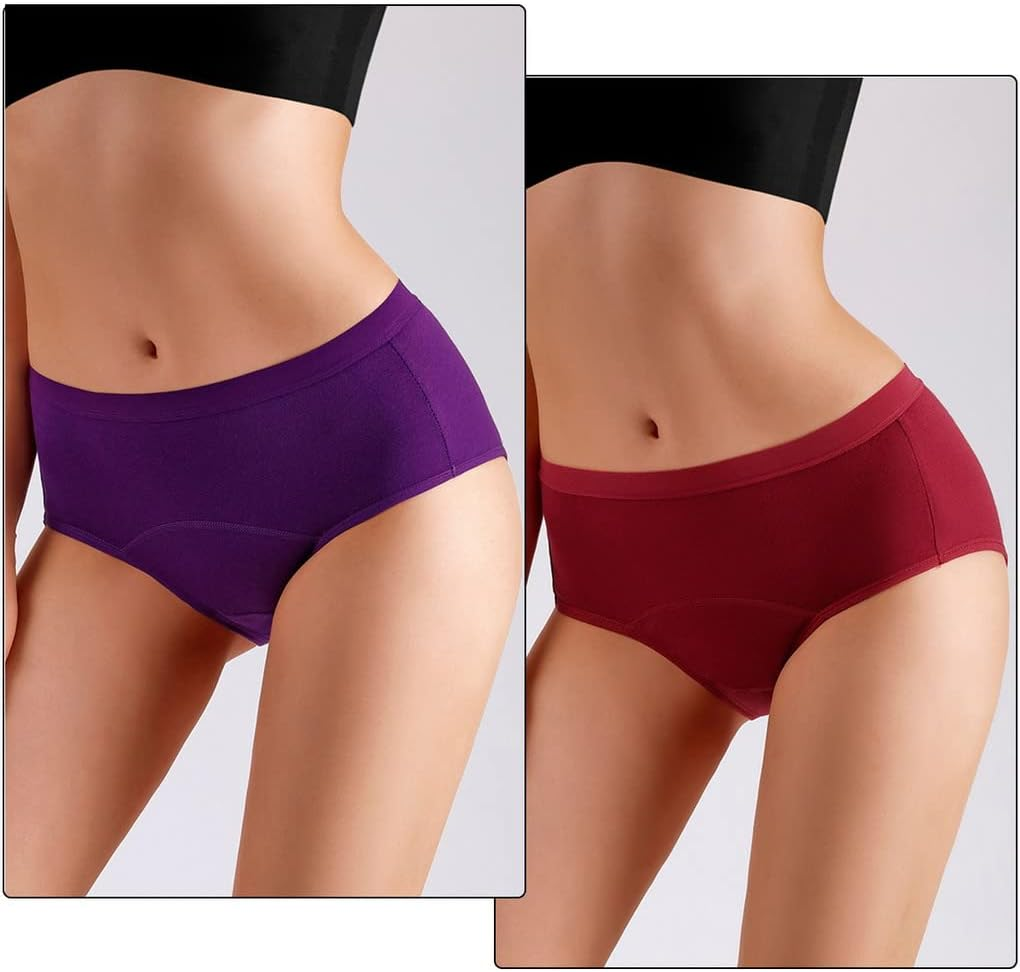Underwear, Period Pants Heavy Flow Menstrual Underwear Womens High Waist Knickers Leakproof Pants Back Coverage Ladies Pack of 5