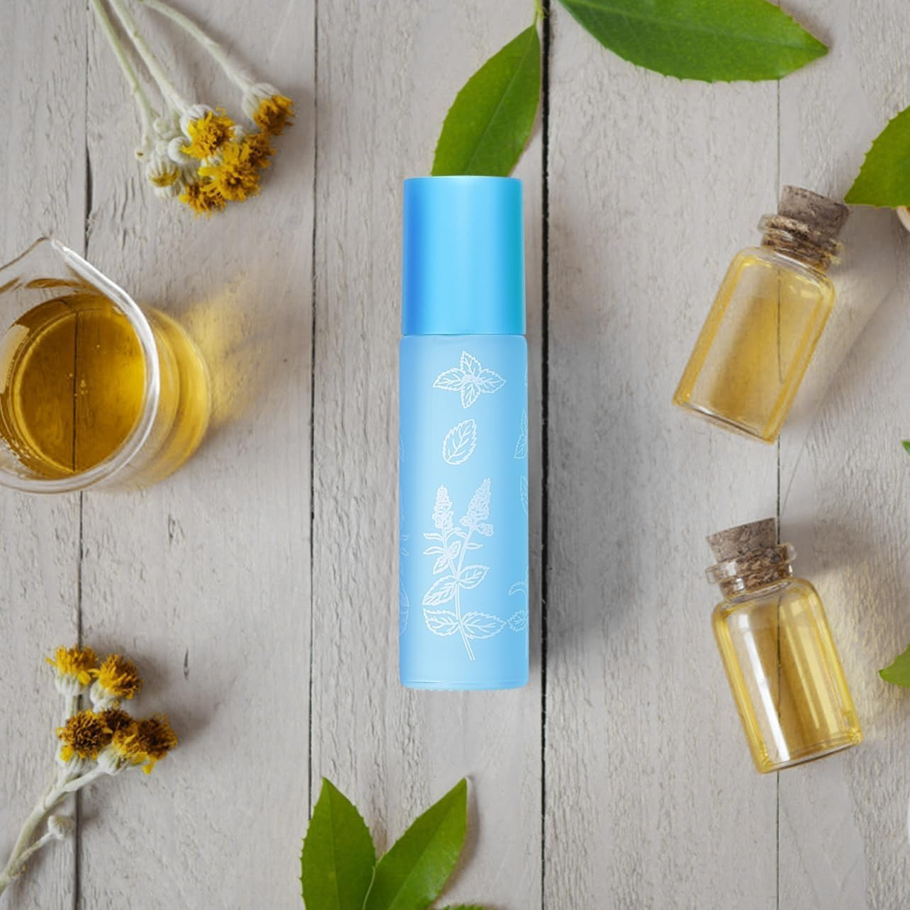 Fokmuaex 6Pcs Printed Roller Bottles for Essential Oils - Portable Refillable Containers for Perfume, Aromatherapy & Travel Use image number 4