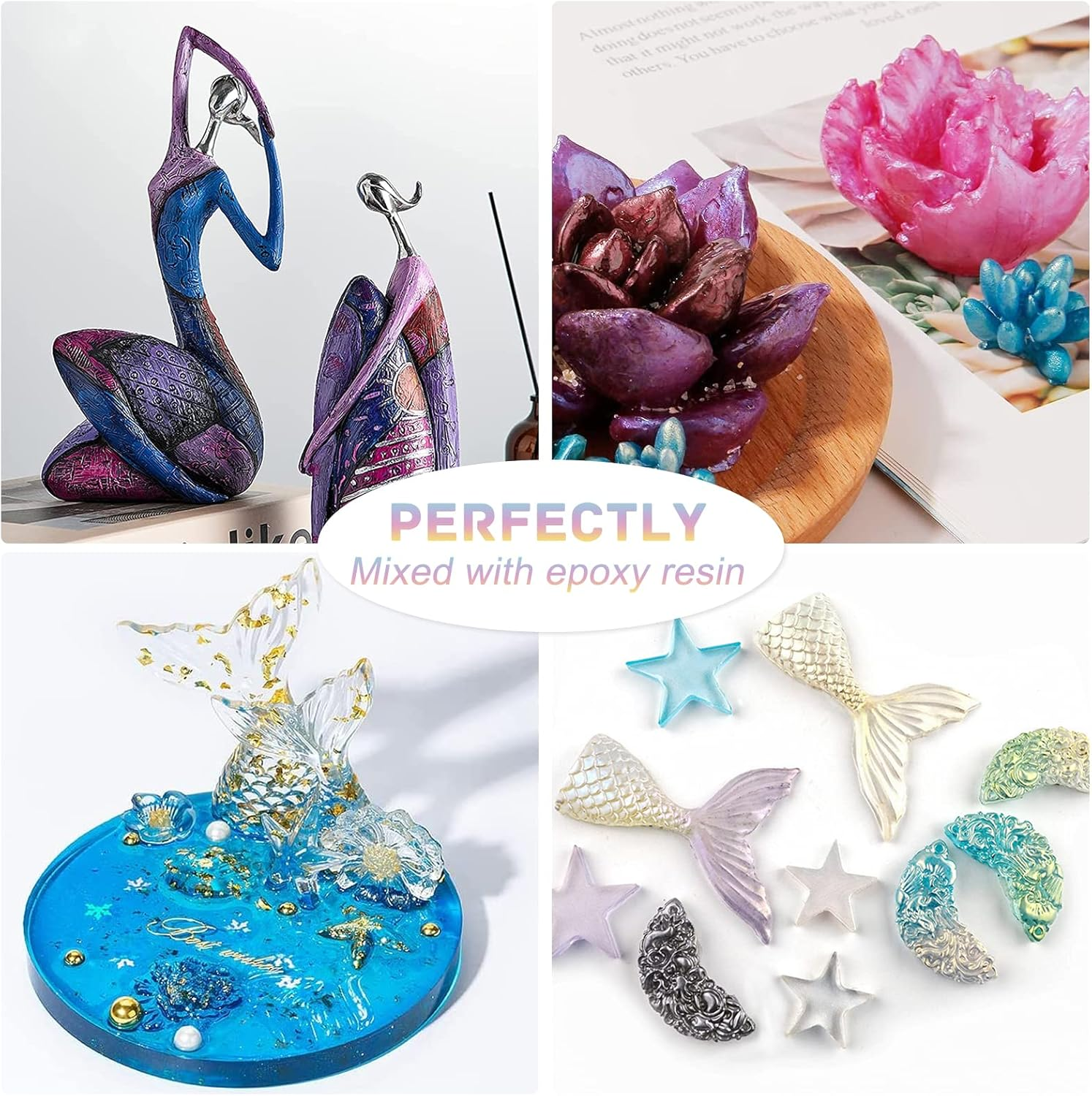 SEISSO Mica Powder for Epoxy, Mica Pigment 32 Colors Vibrant Shimmery with Labeled Jar, Epoxy Resin Project, Crafting, Soap Making Supplies, Lip Gloss, Slime, Bath Bomb, Acrylic Paints, 5 Grams/Color - New 32 Colors image number 4